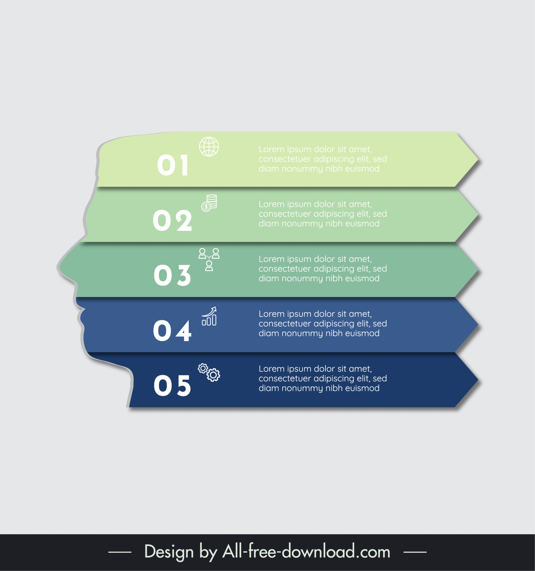 human head infographic template flat contrast face arrow 