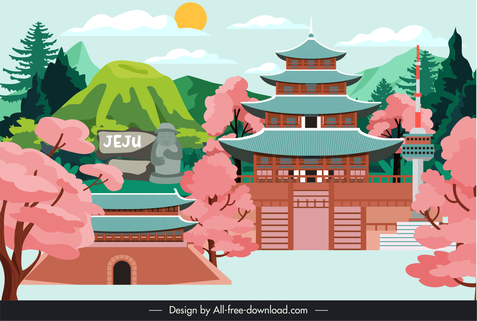  south korea  travel banner template elegant classical design 