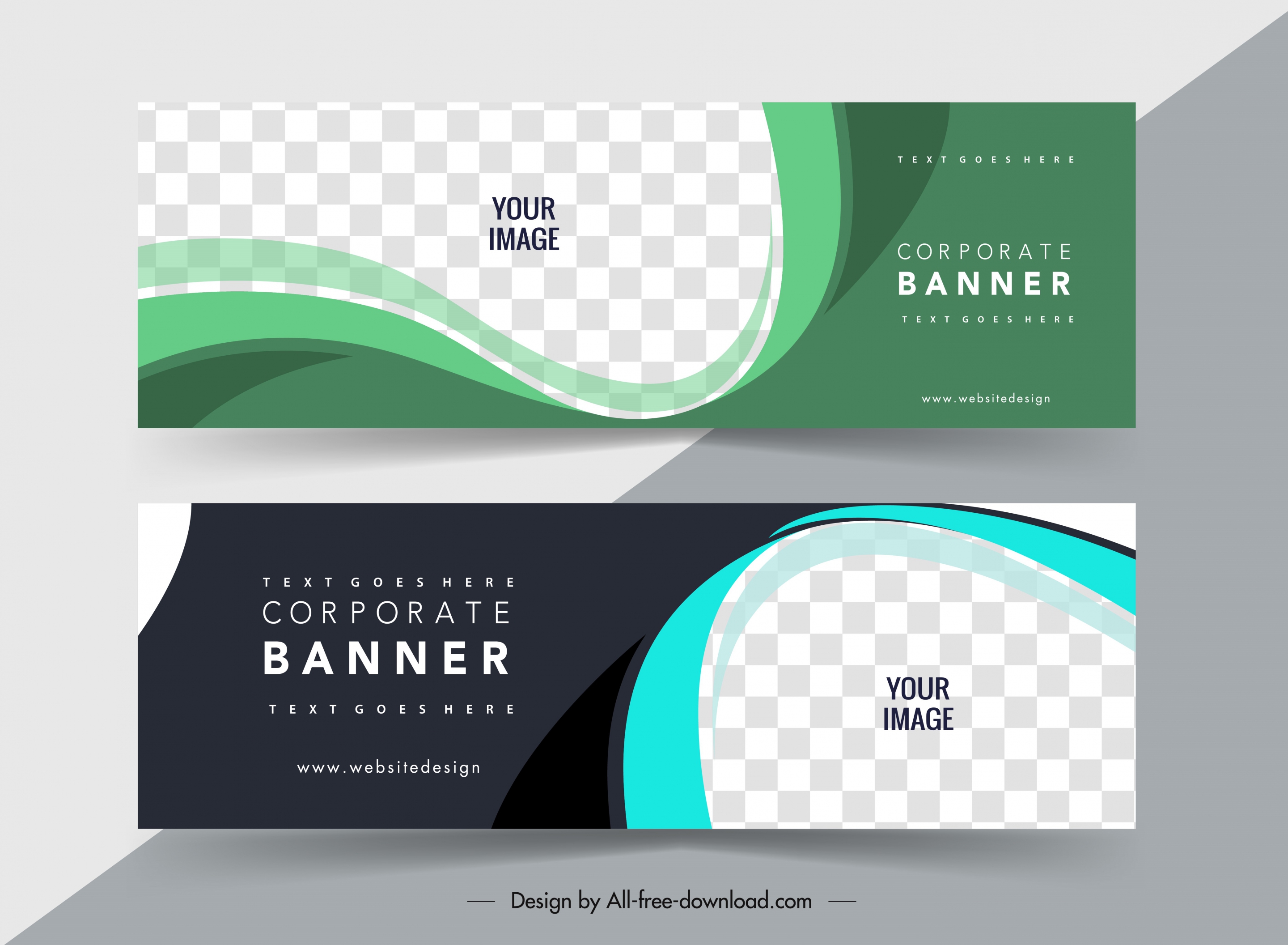 business banner template horizontal shape elegant checkered curves