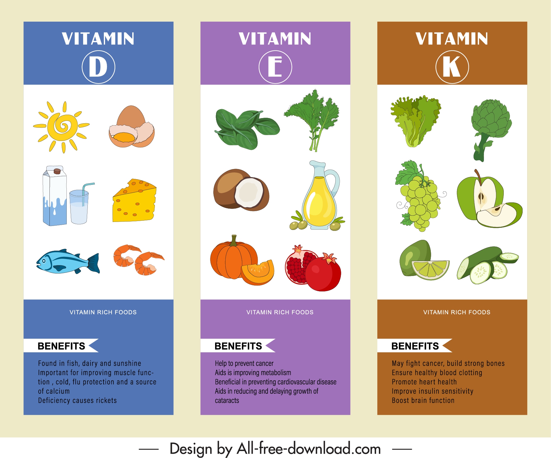 vitamin food infographic templates colorful decor handdrawn sketch