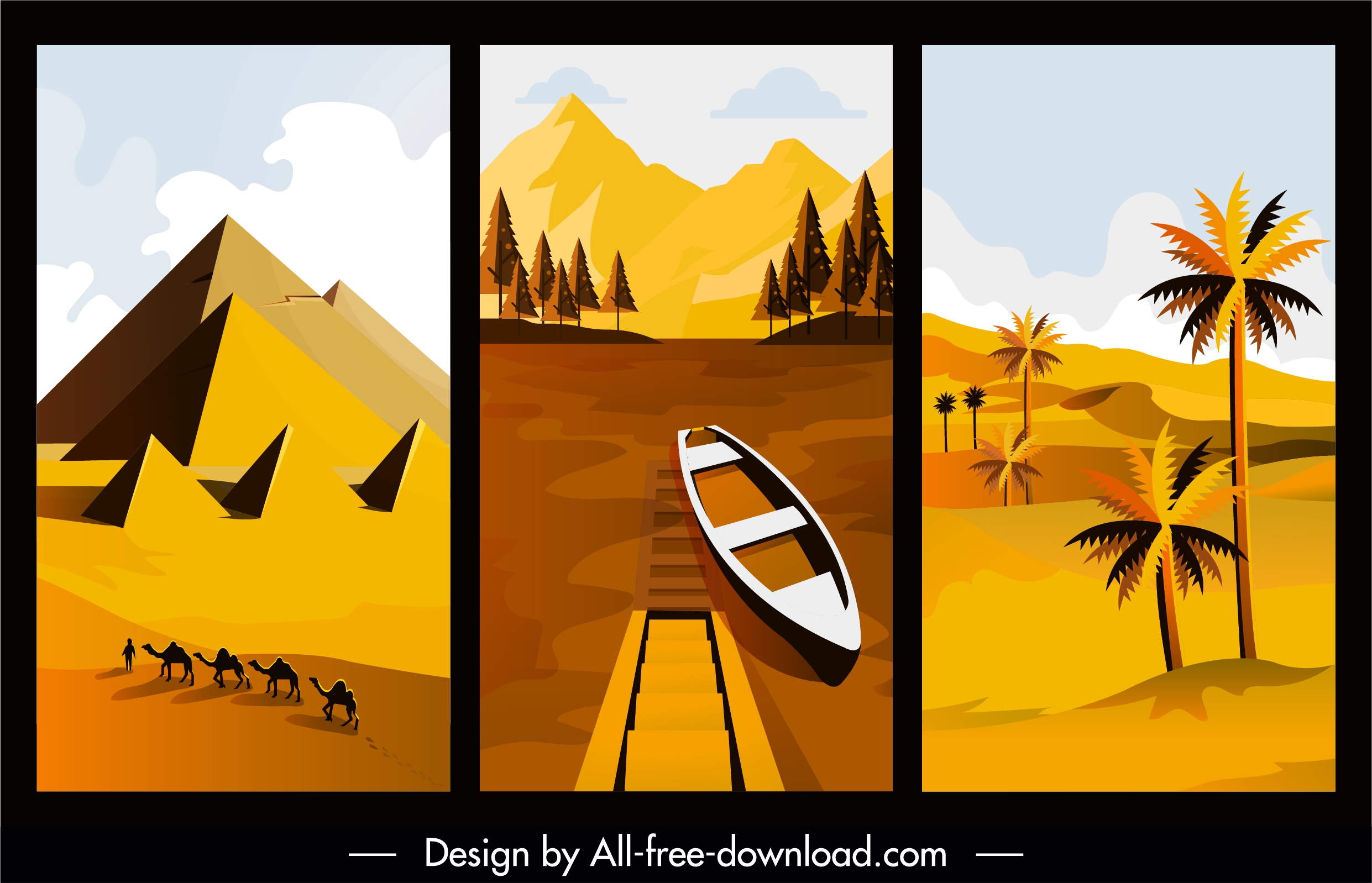 nature landscape paintings desert river sketch classical design