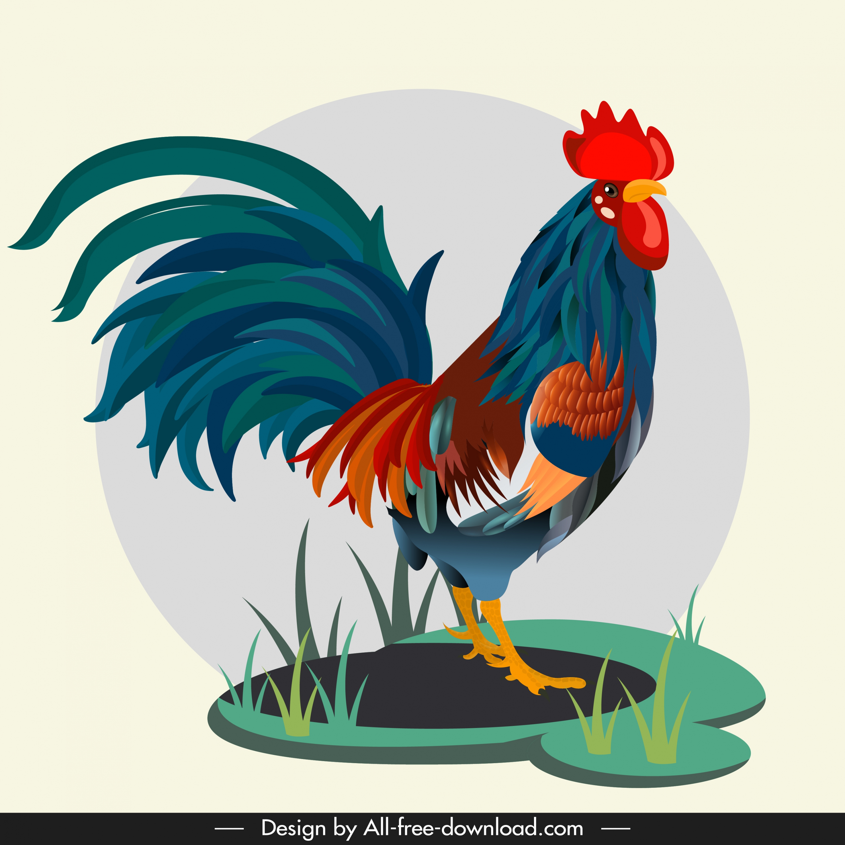 rooster painting colorful classic design