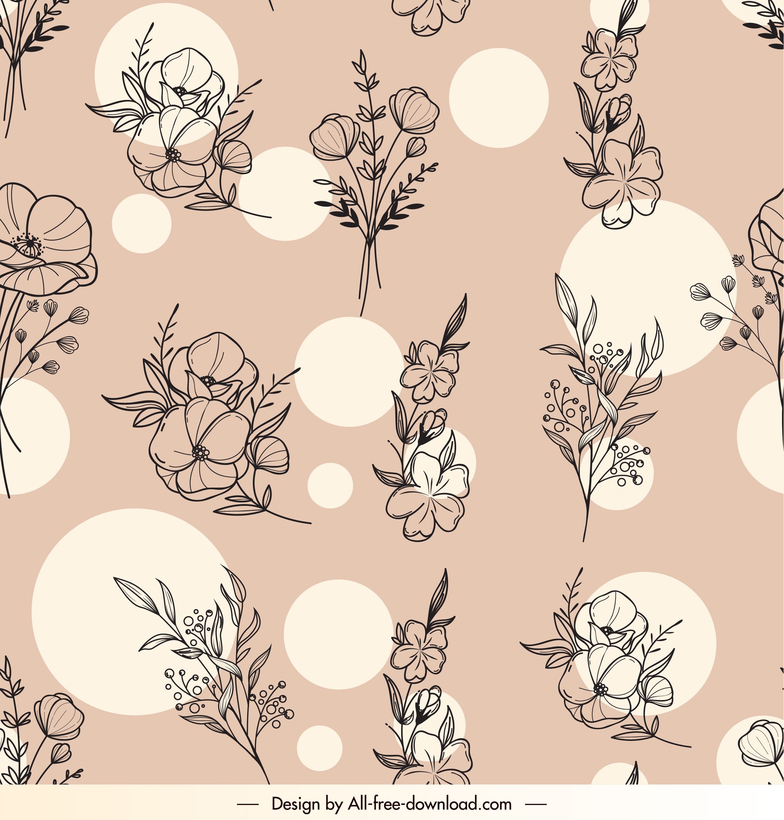 botany pattern template classical handdrawn design