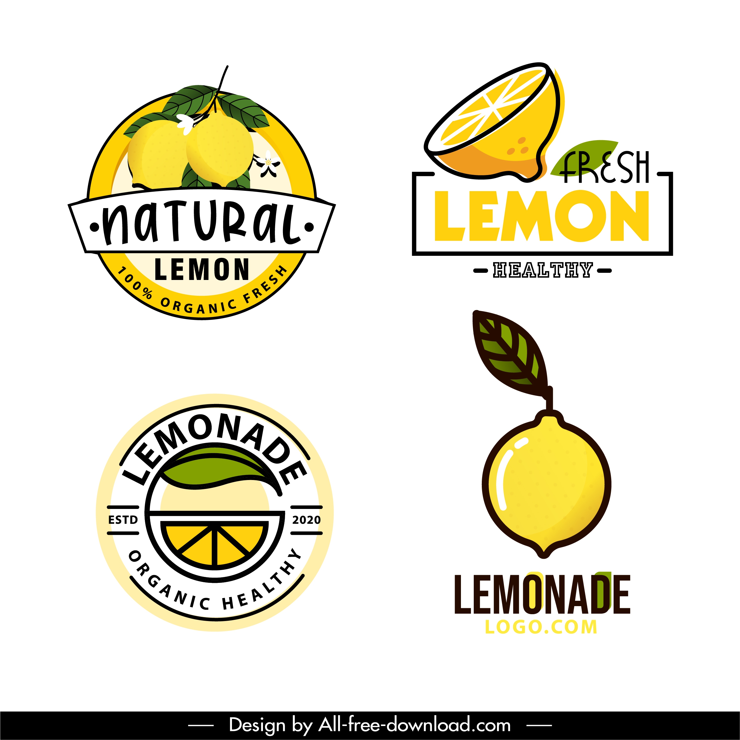 lemon fruit labels templates bright yellow green decor