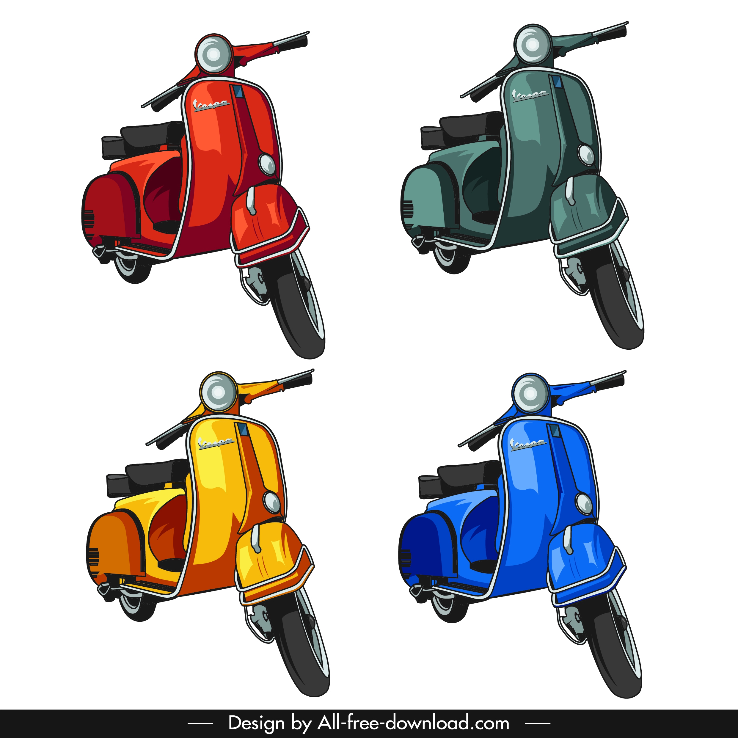 vespa motorbike icons elegant classica design