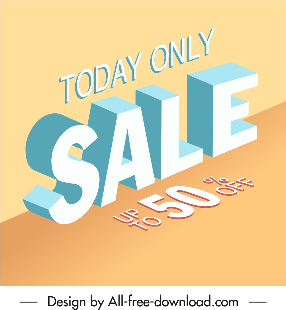 sale banner template modern 3d texts decor