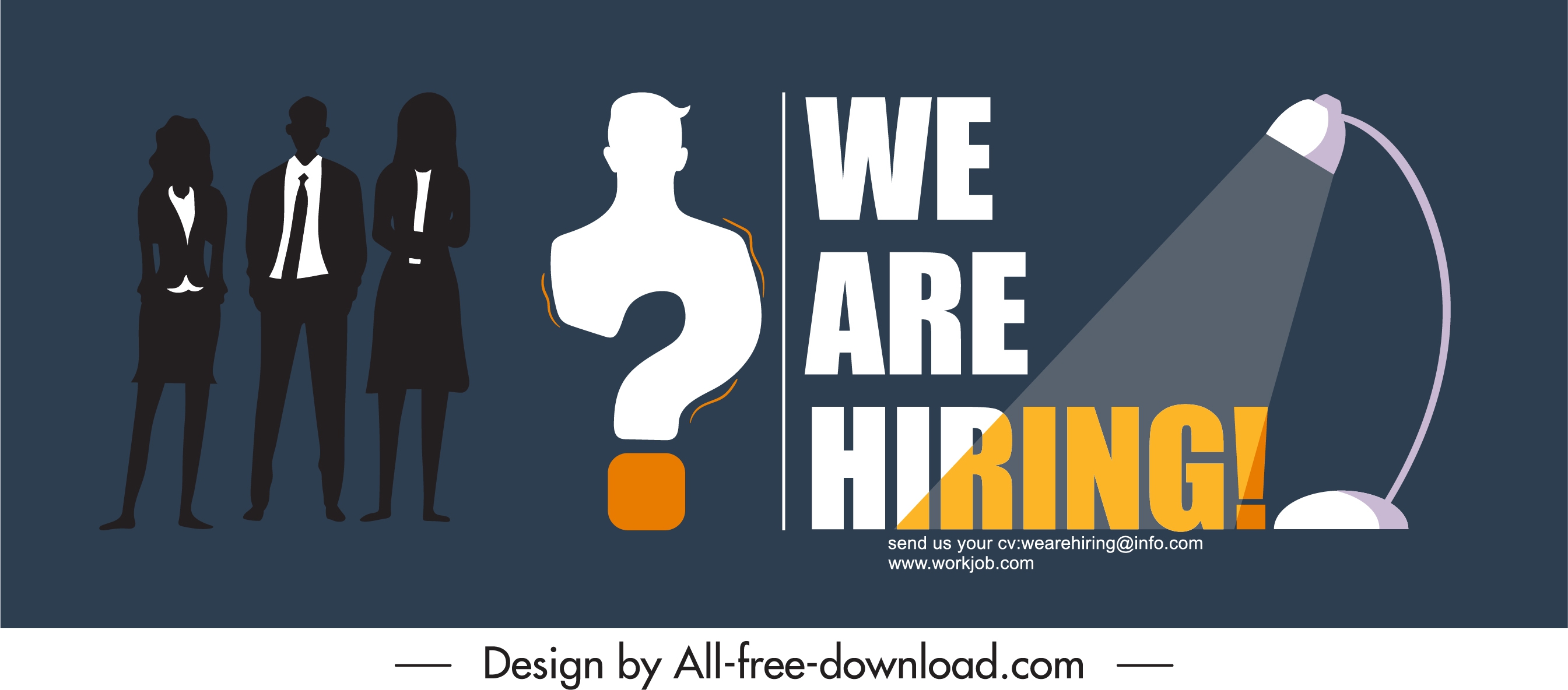 recruitment banner personnel silhouette questionmark lighting decor