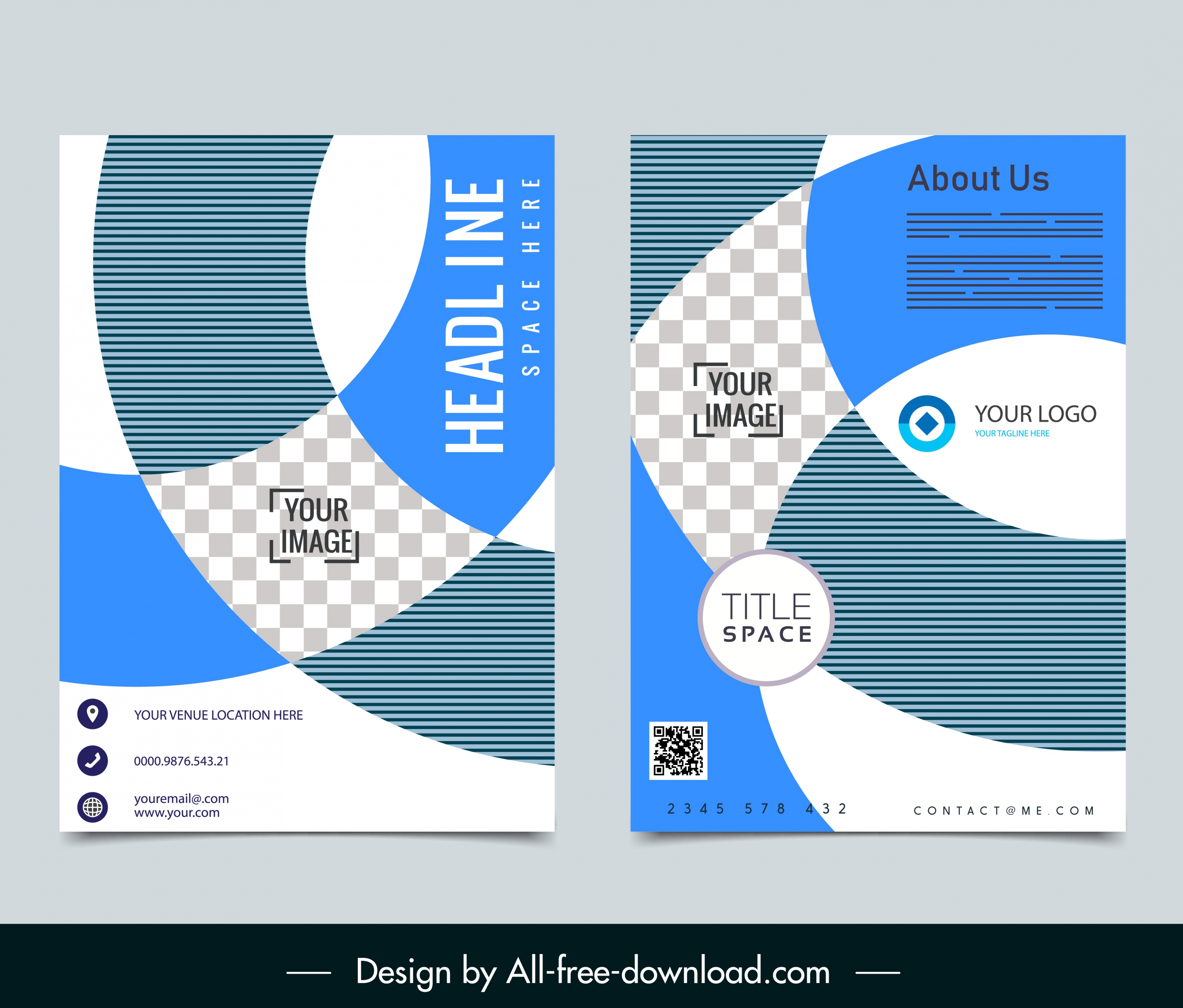 corporate brochure template modern flat checkered swirled decor