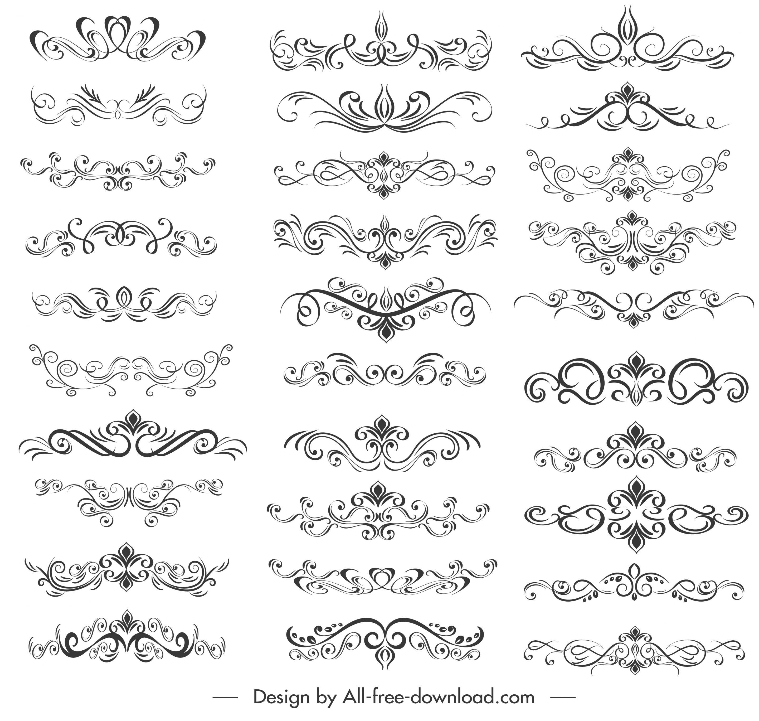 document decorative templates collection elegant shapes symmetric curves