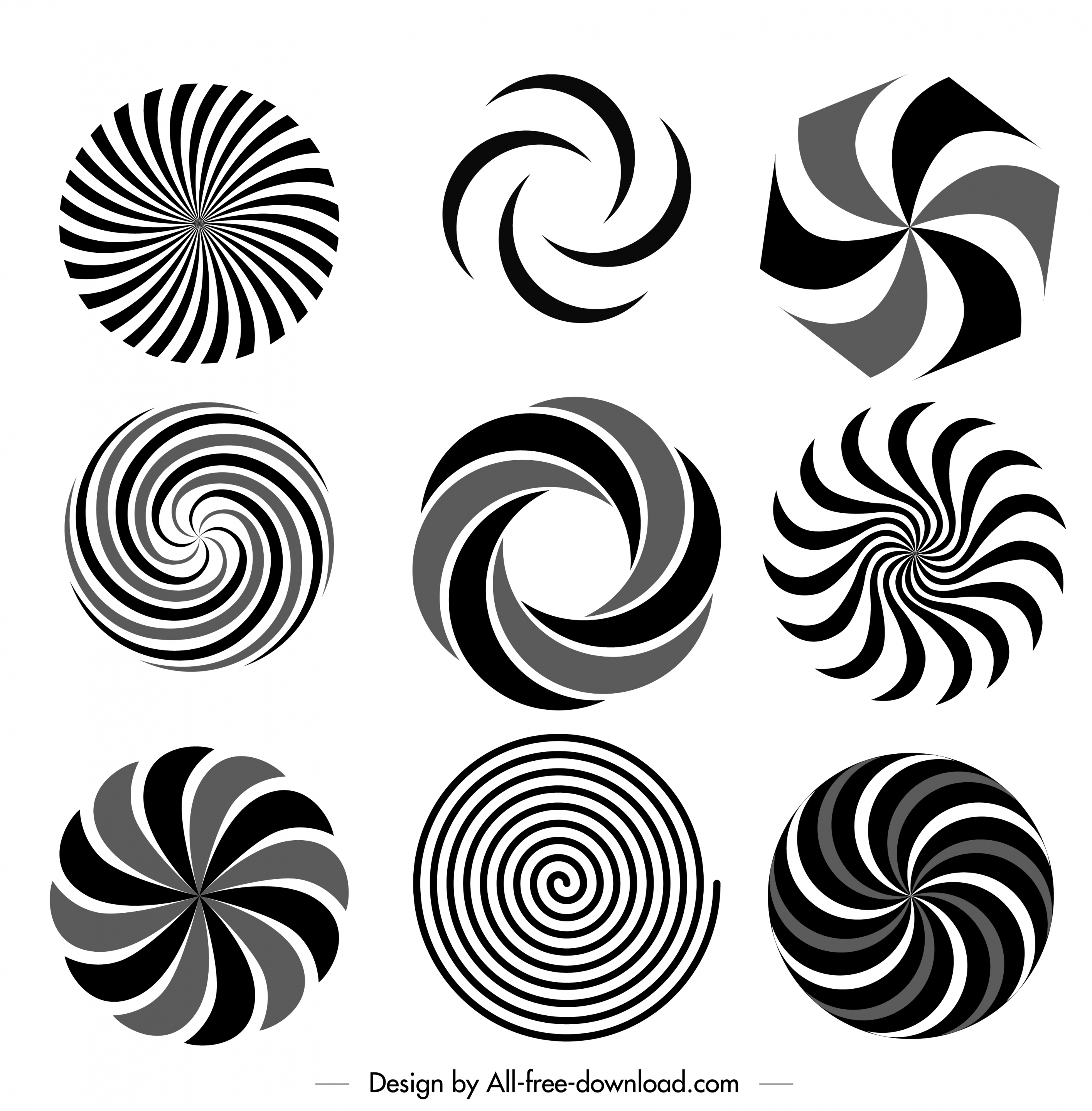 delusion swirl templates black white flat twisted sketch