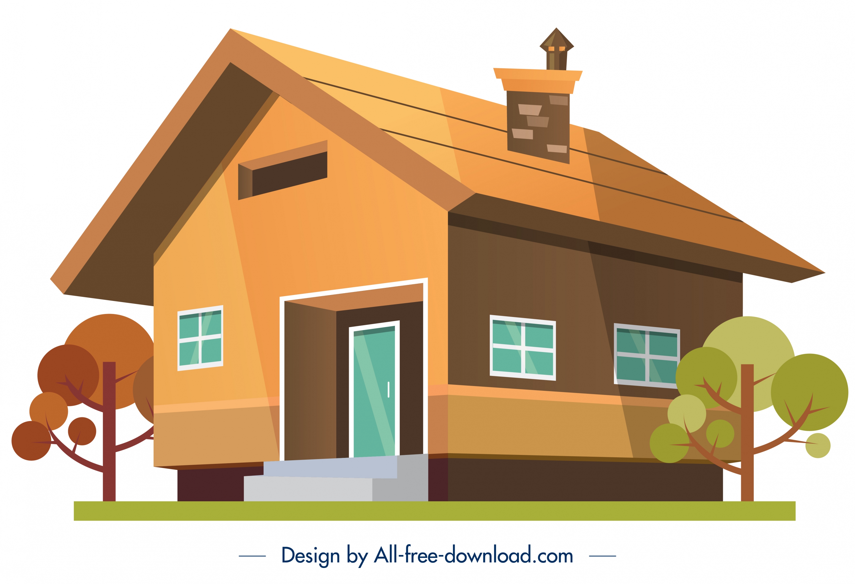 house building icon colored 3d sketch