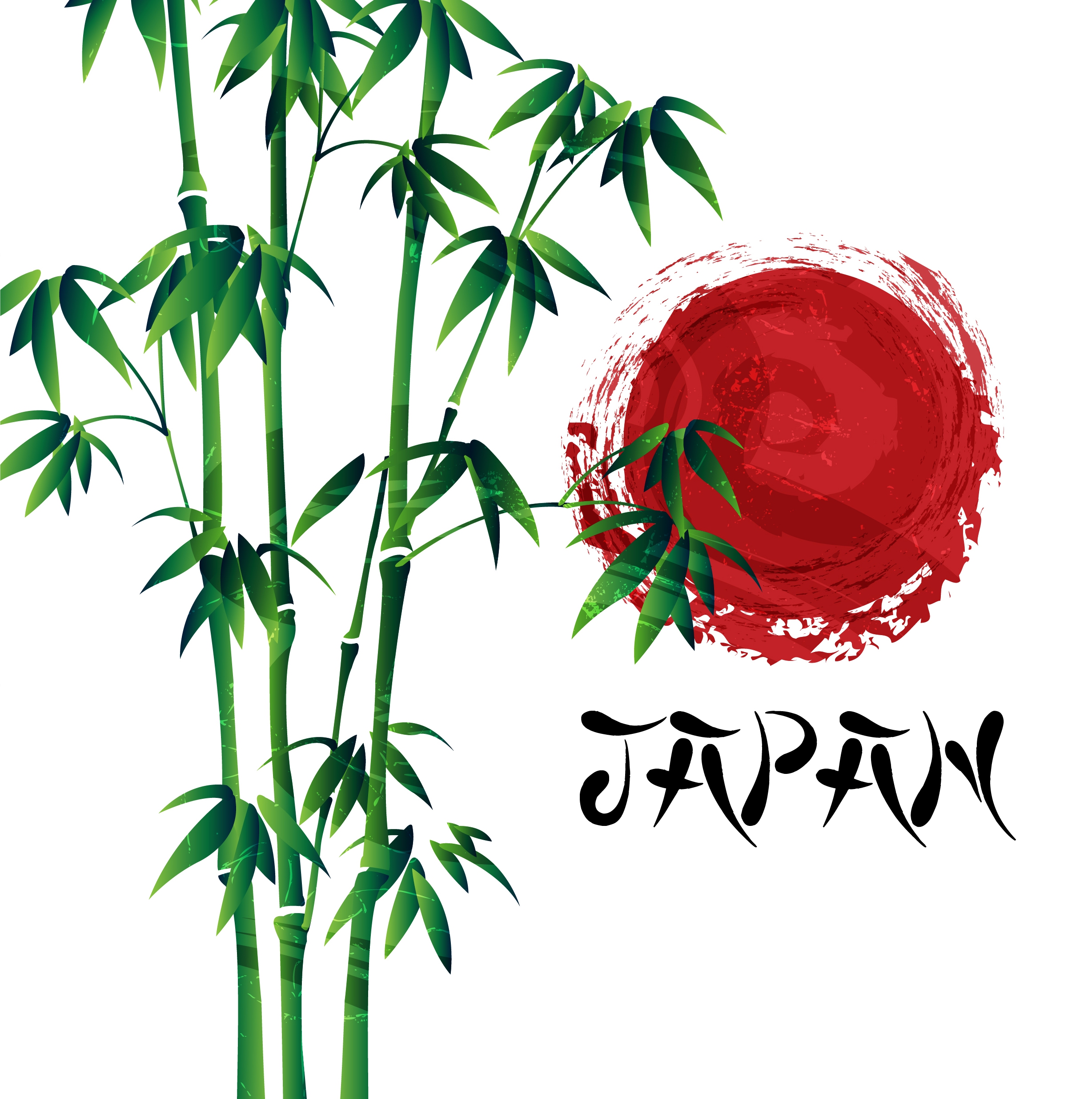 japan background green bamboo sun icon grunge design