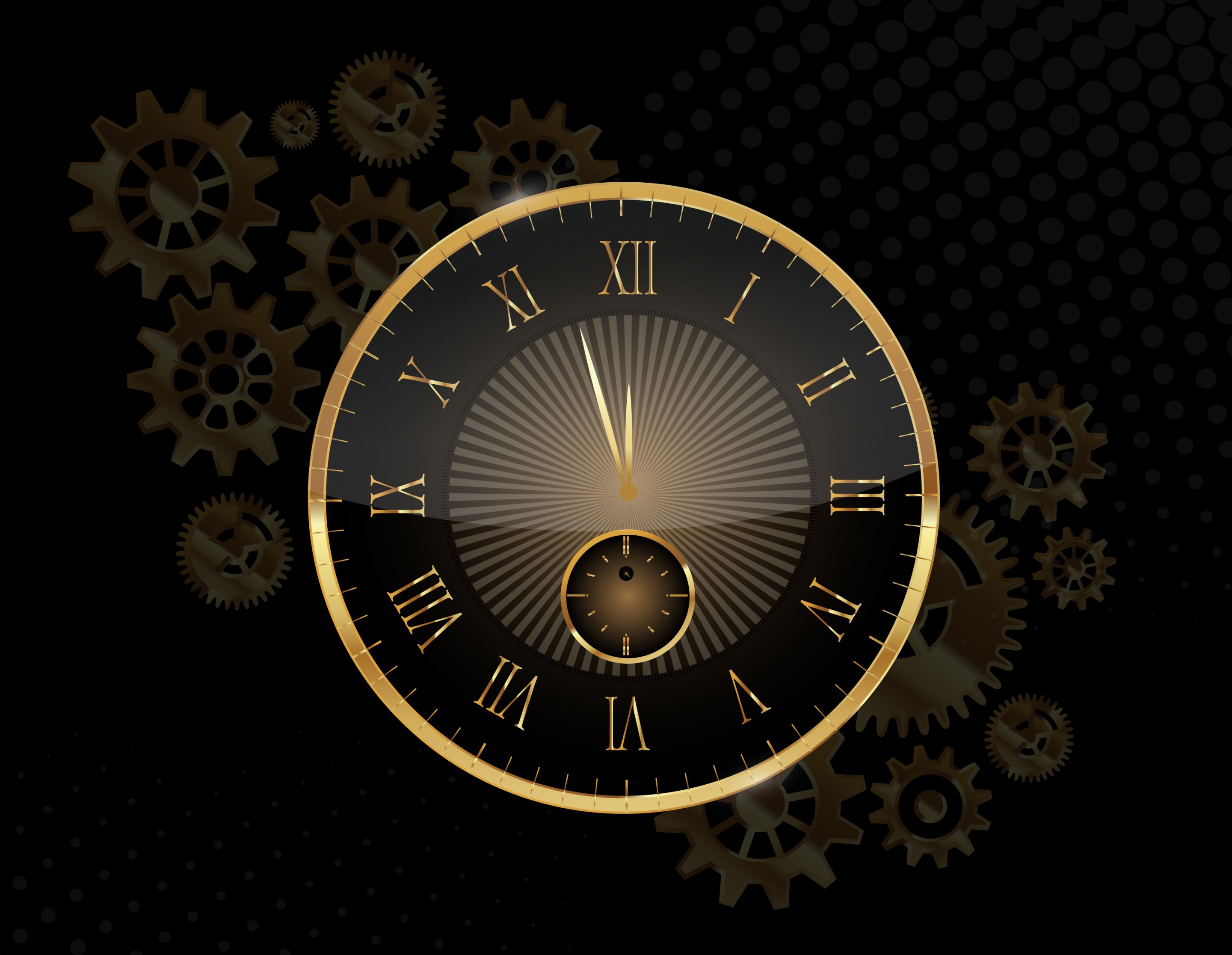 time background shiny golden clock gears icons decor