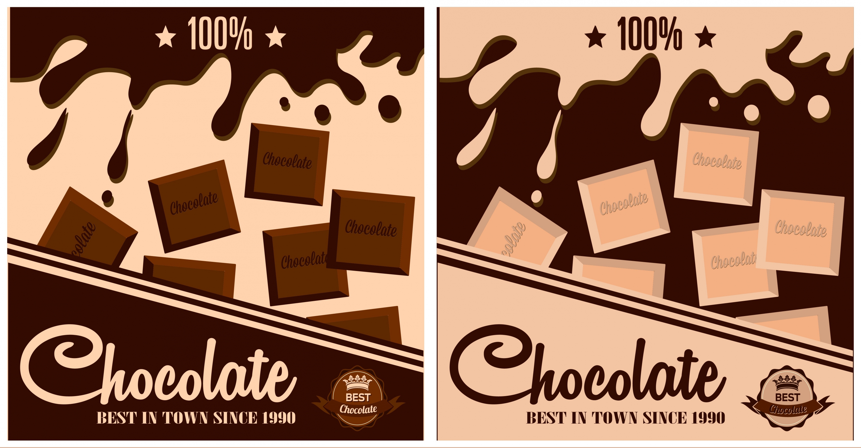 chocolate advertisement sets dark design splashing milk decor