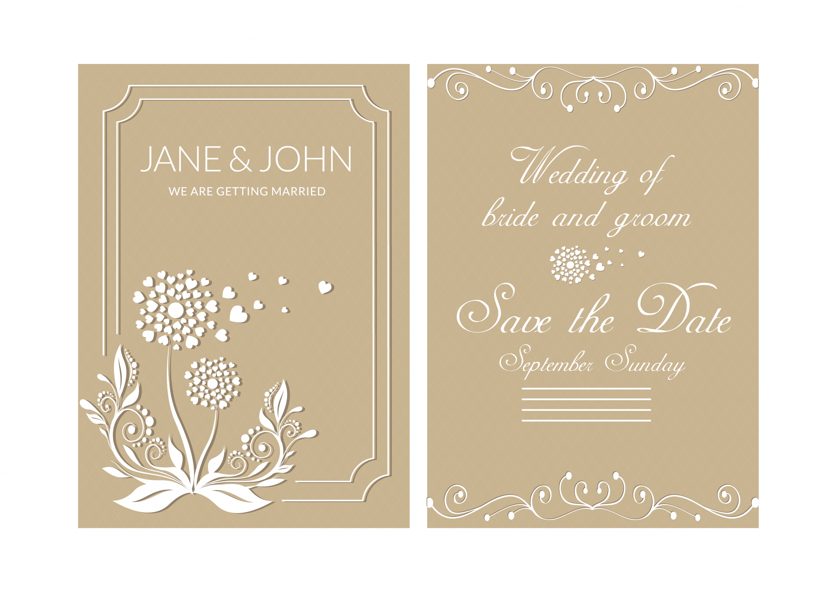 wedding card template brown design classical decoration