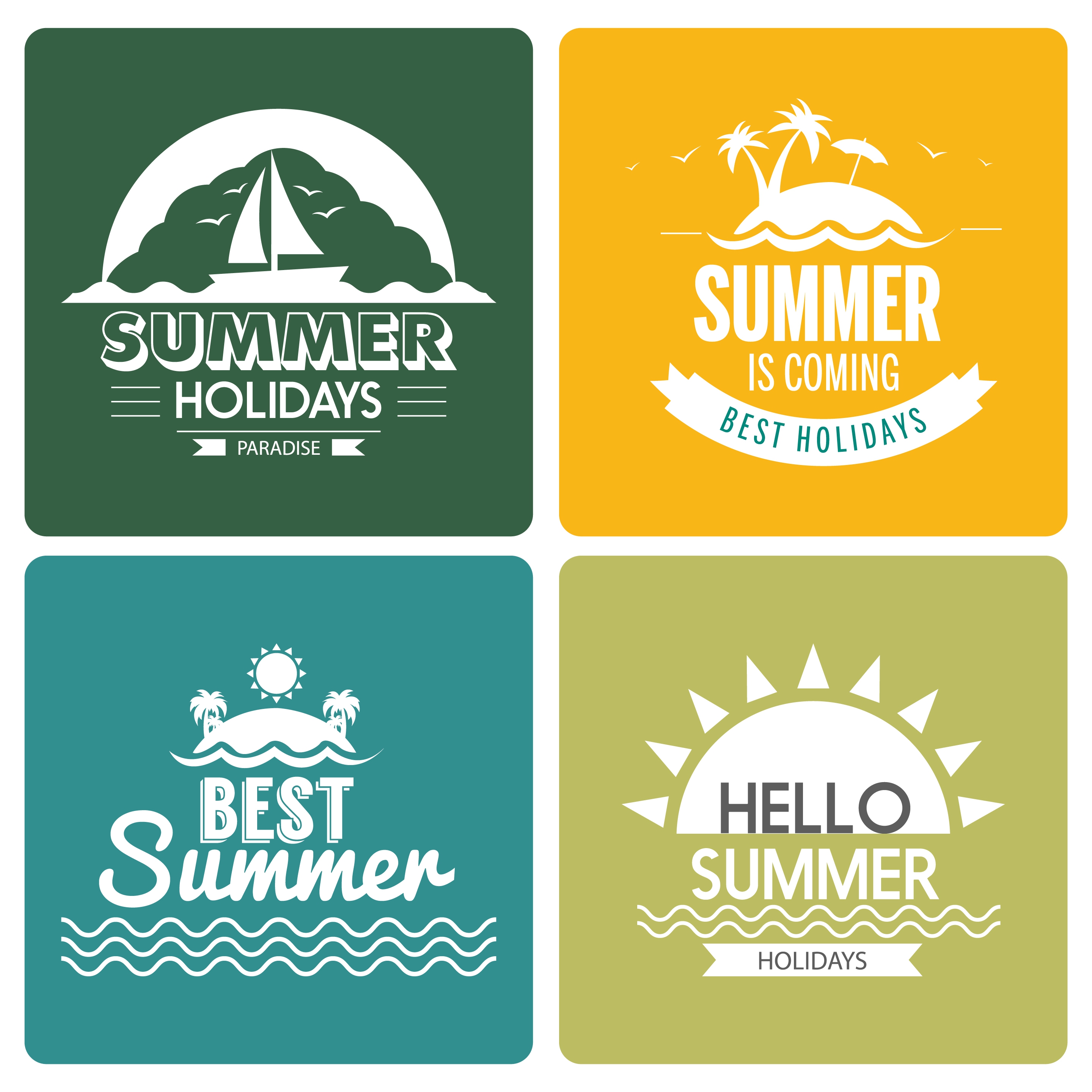 summer holiday design elements sun boat island ornament