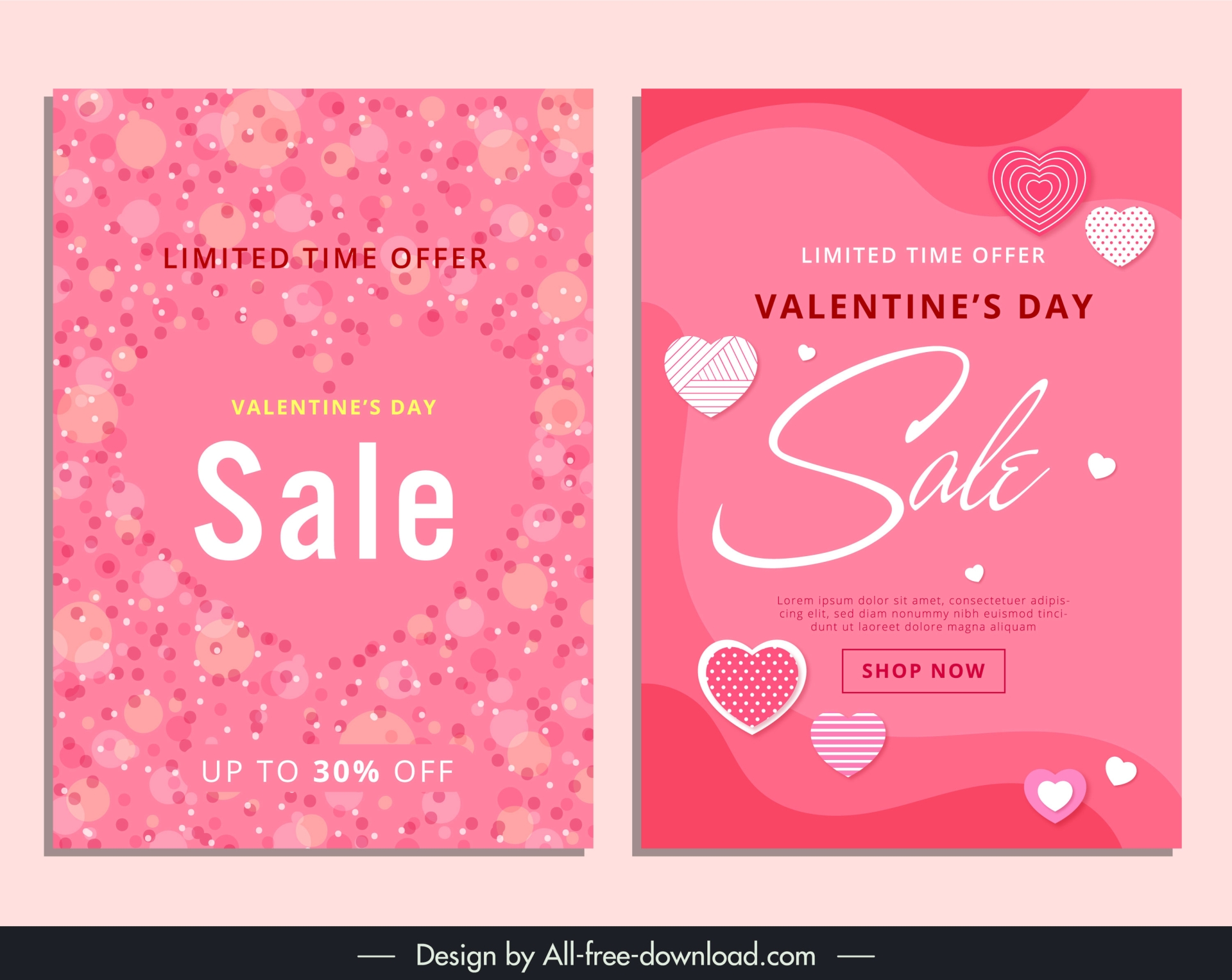 valentines day sale banner template elegant heart shapes layout