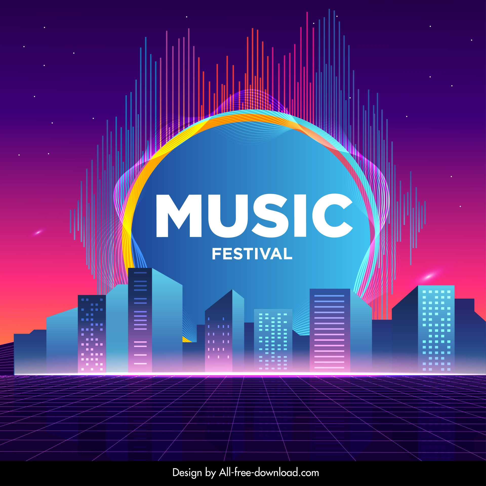 music festival background template 3d architecture light effect