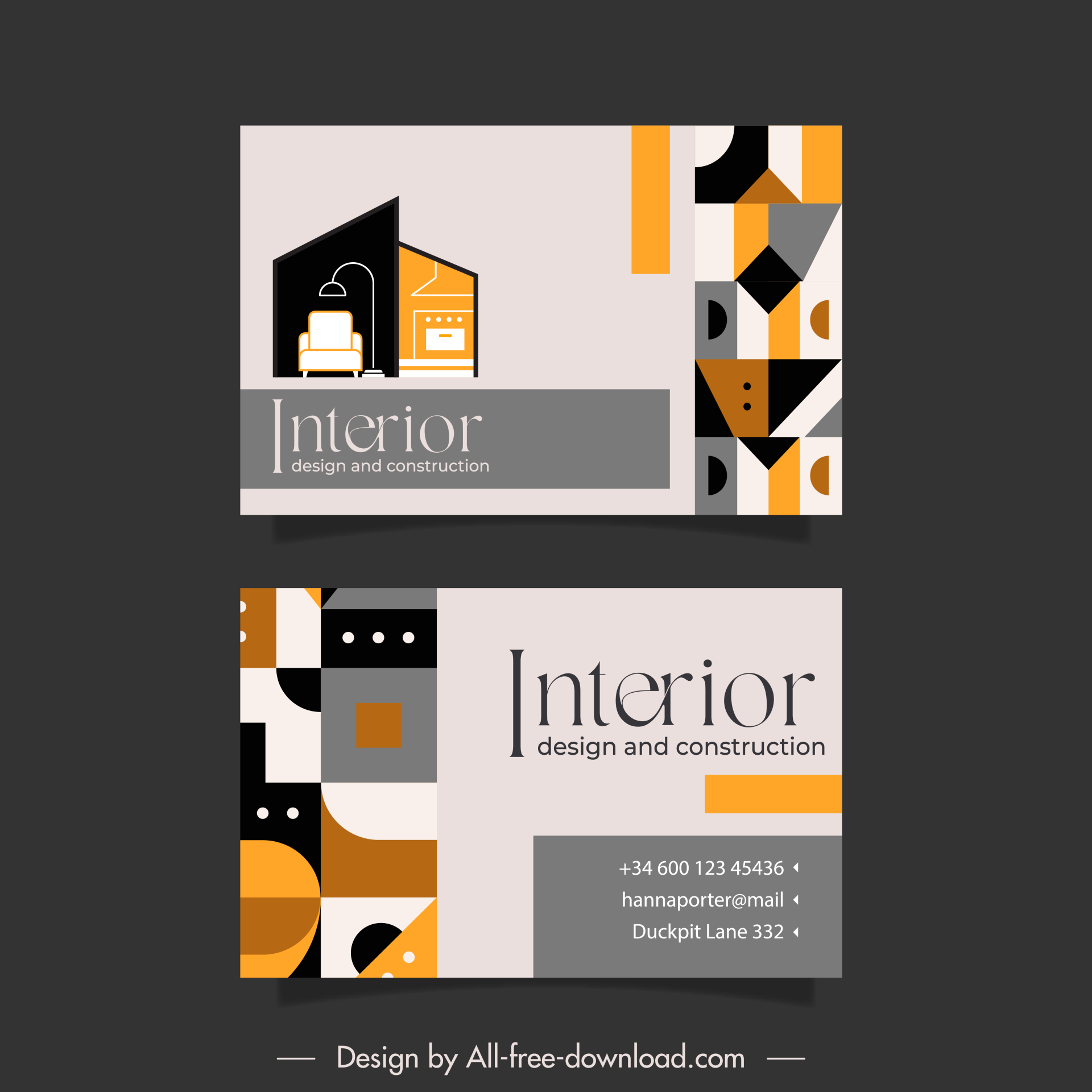 interior architect business card templates abstract geometry 