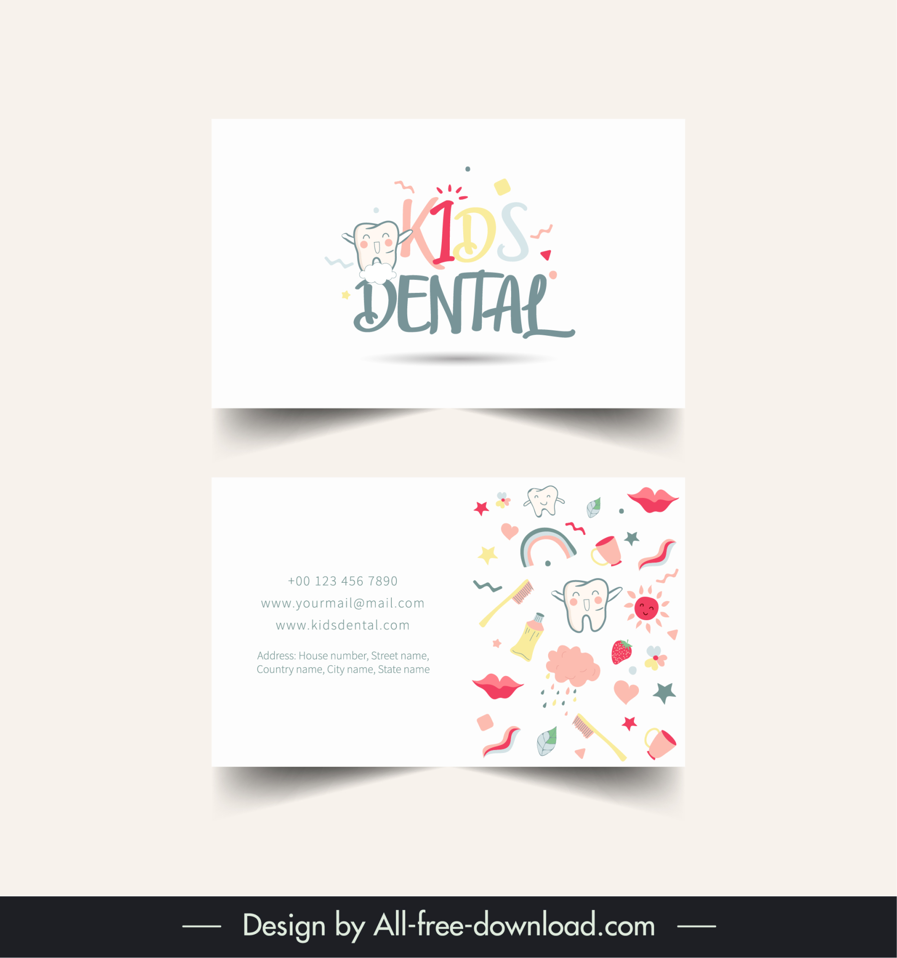 kids dental business card template dynamic cute design