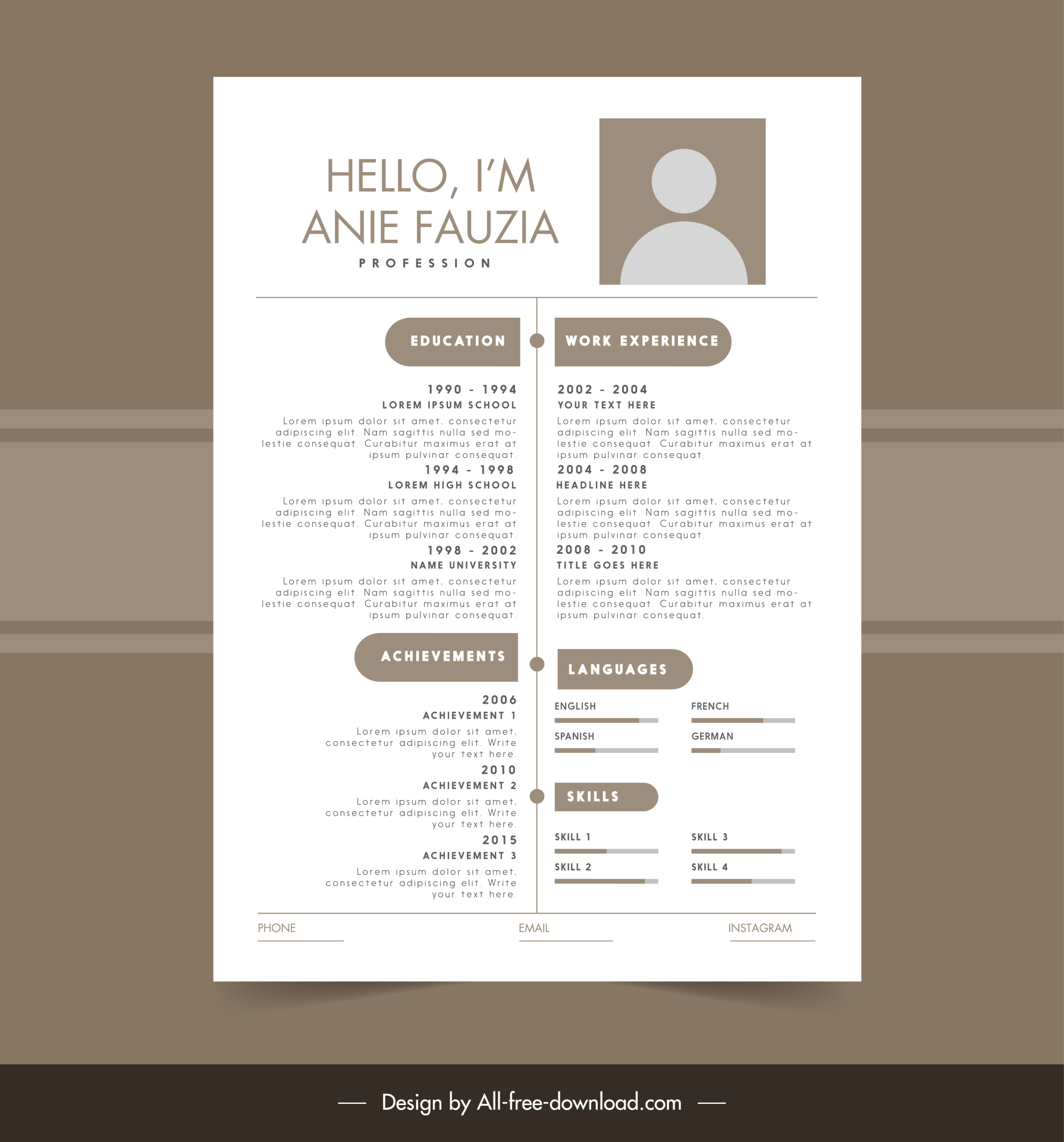 professionnal cv template modern elegant simple flat layout 