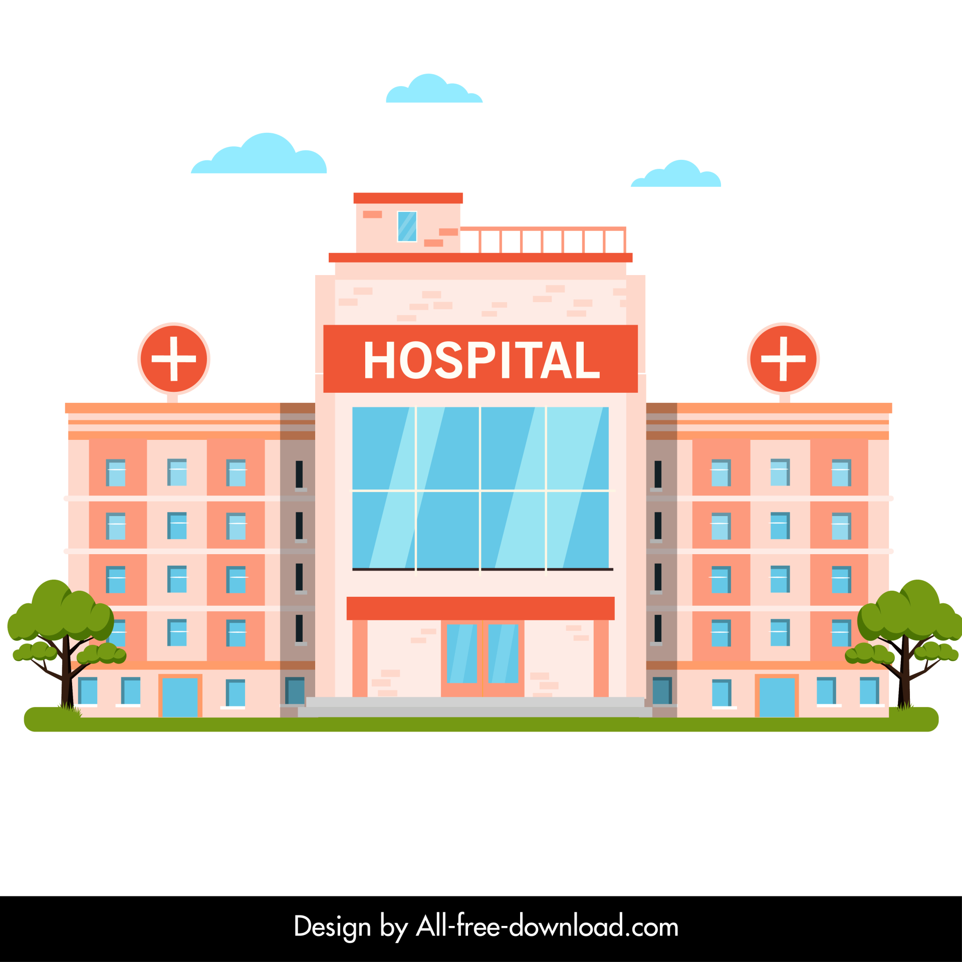  hospital building architecture template modern symmetric design 