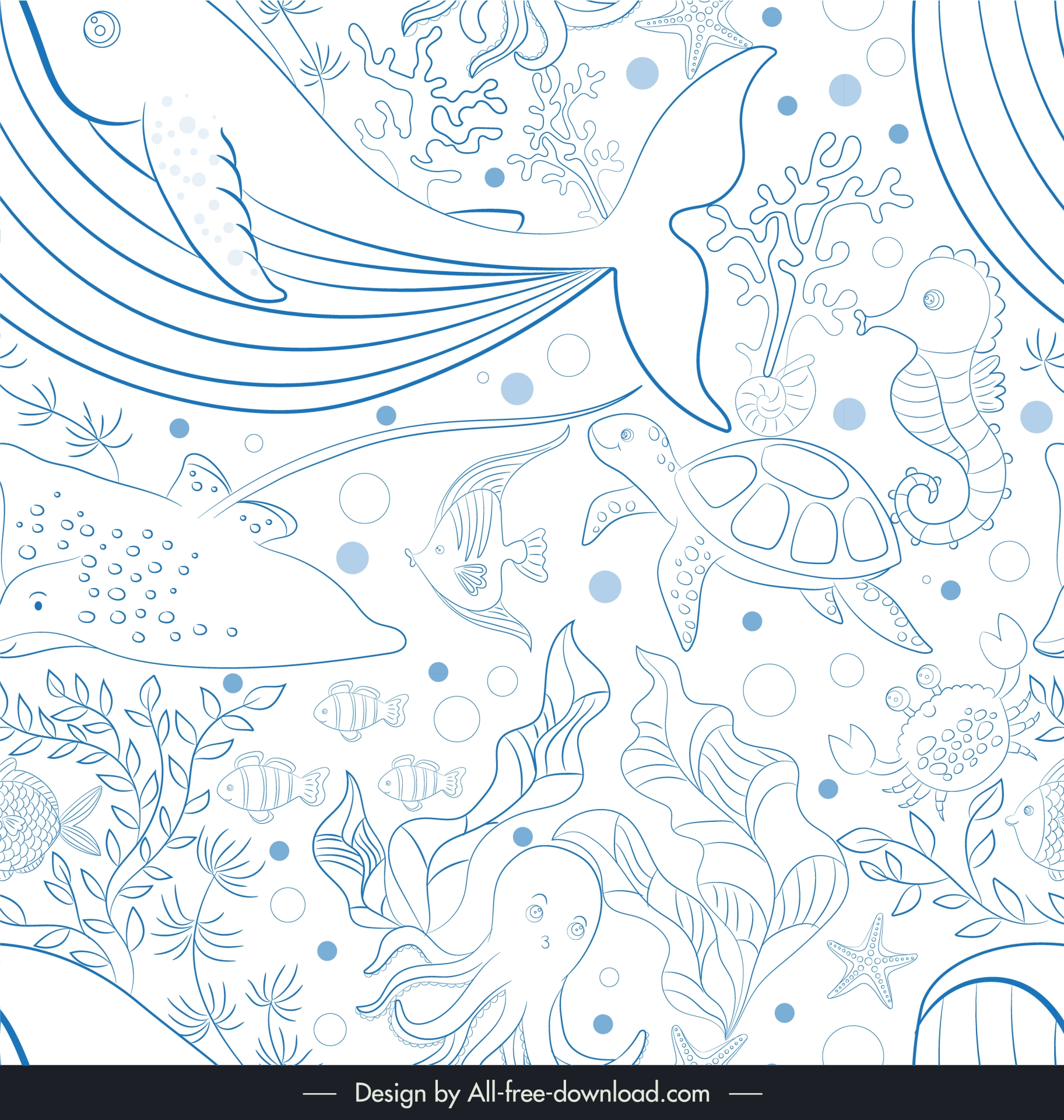 ocean pattern seamless species outline  