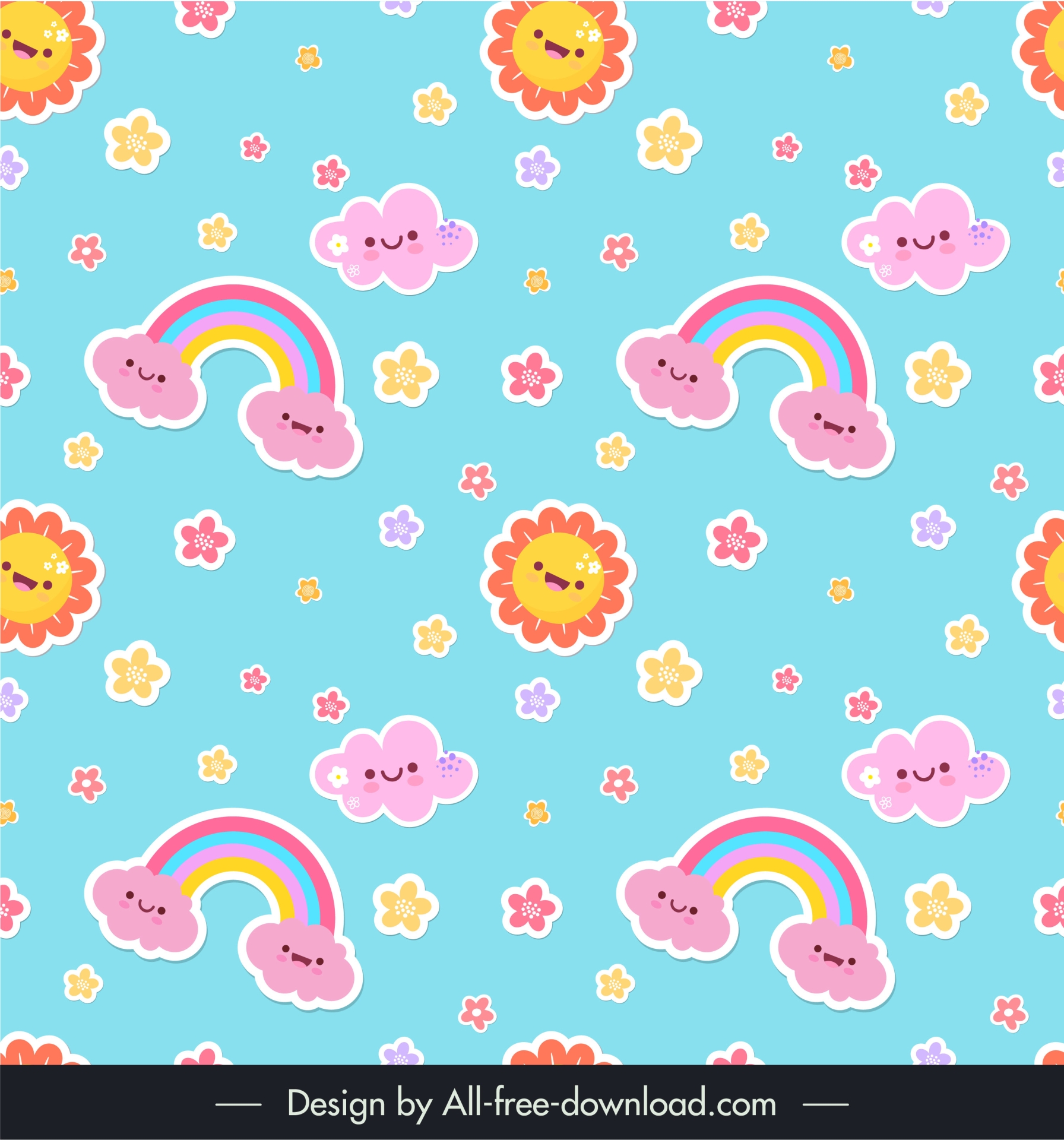 children pattern template cute repeating stylized sky elements