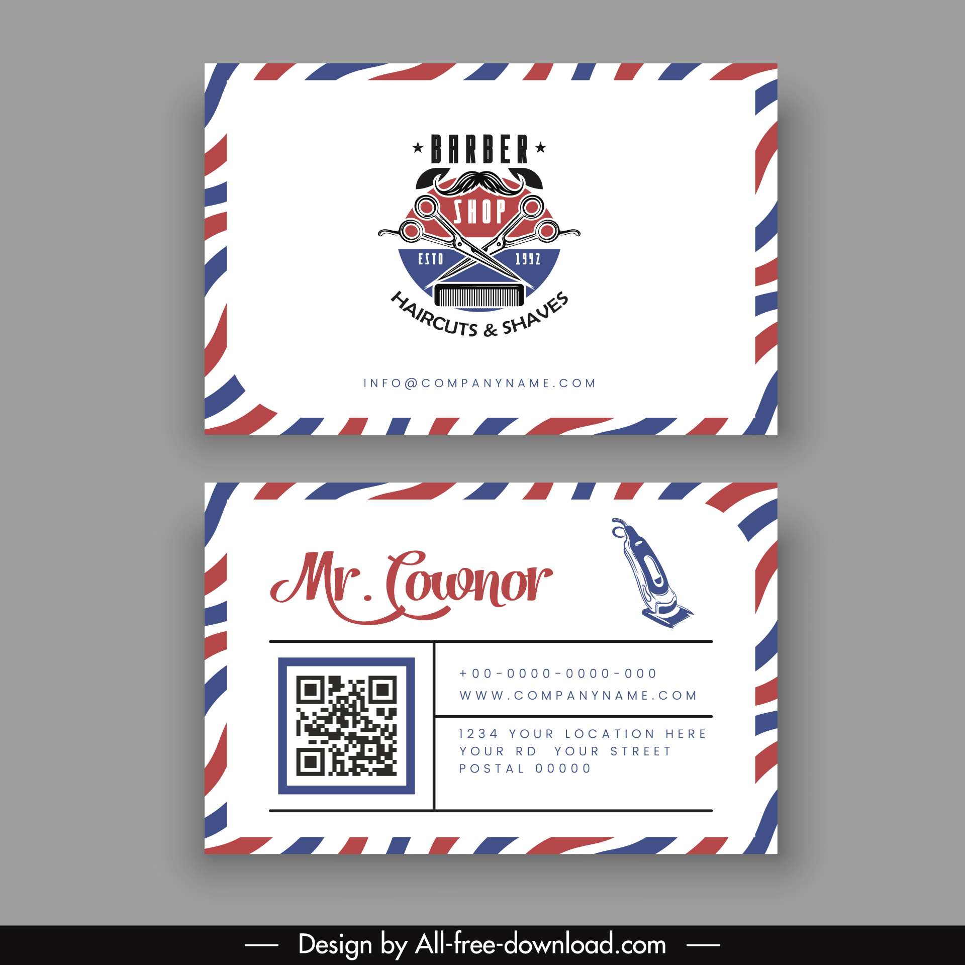 barber shop business card template elegant tools elements