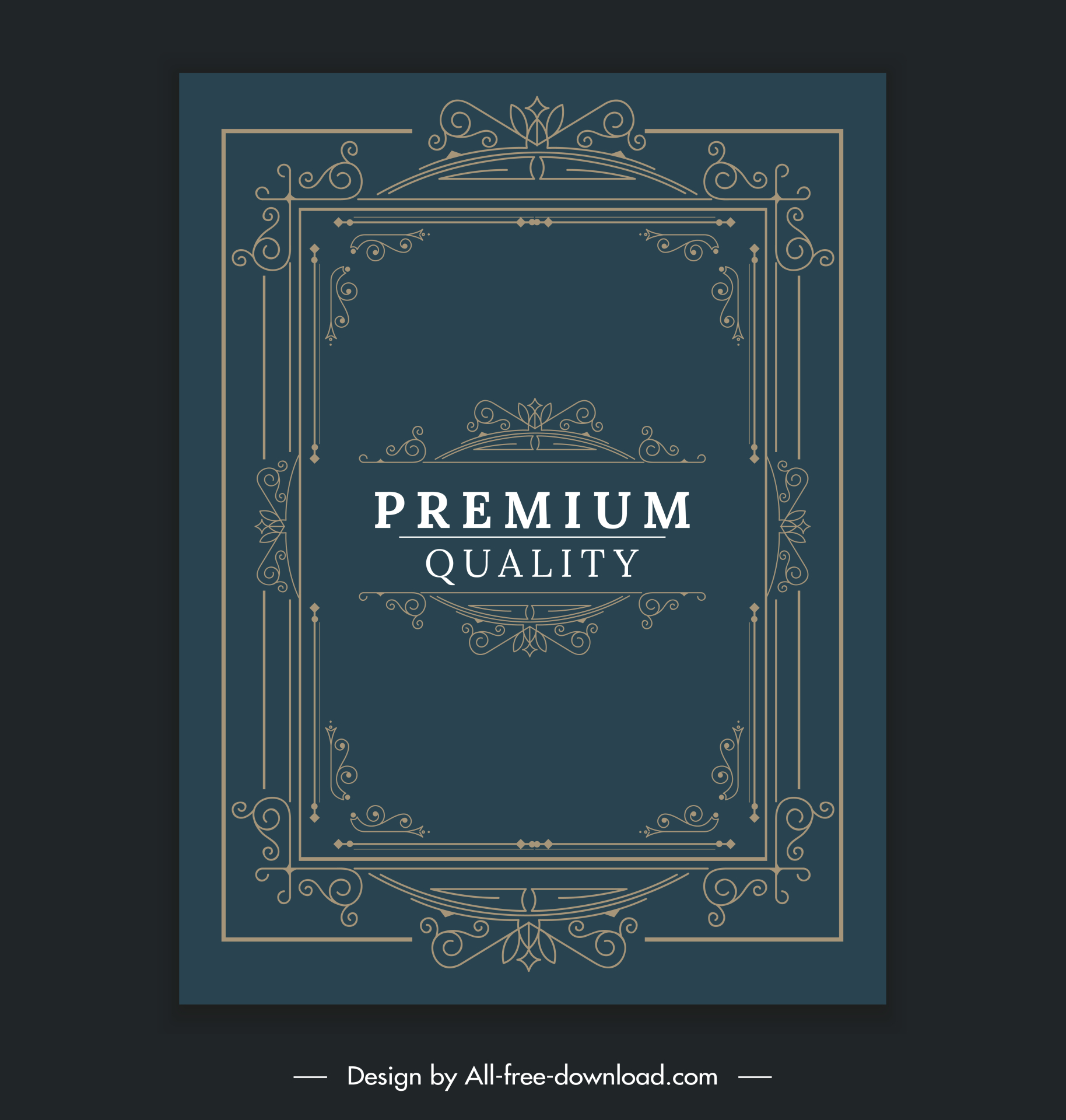 document cover template dark elegant symmetric vintage frames  