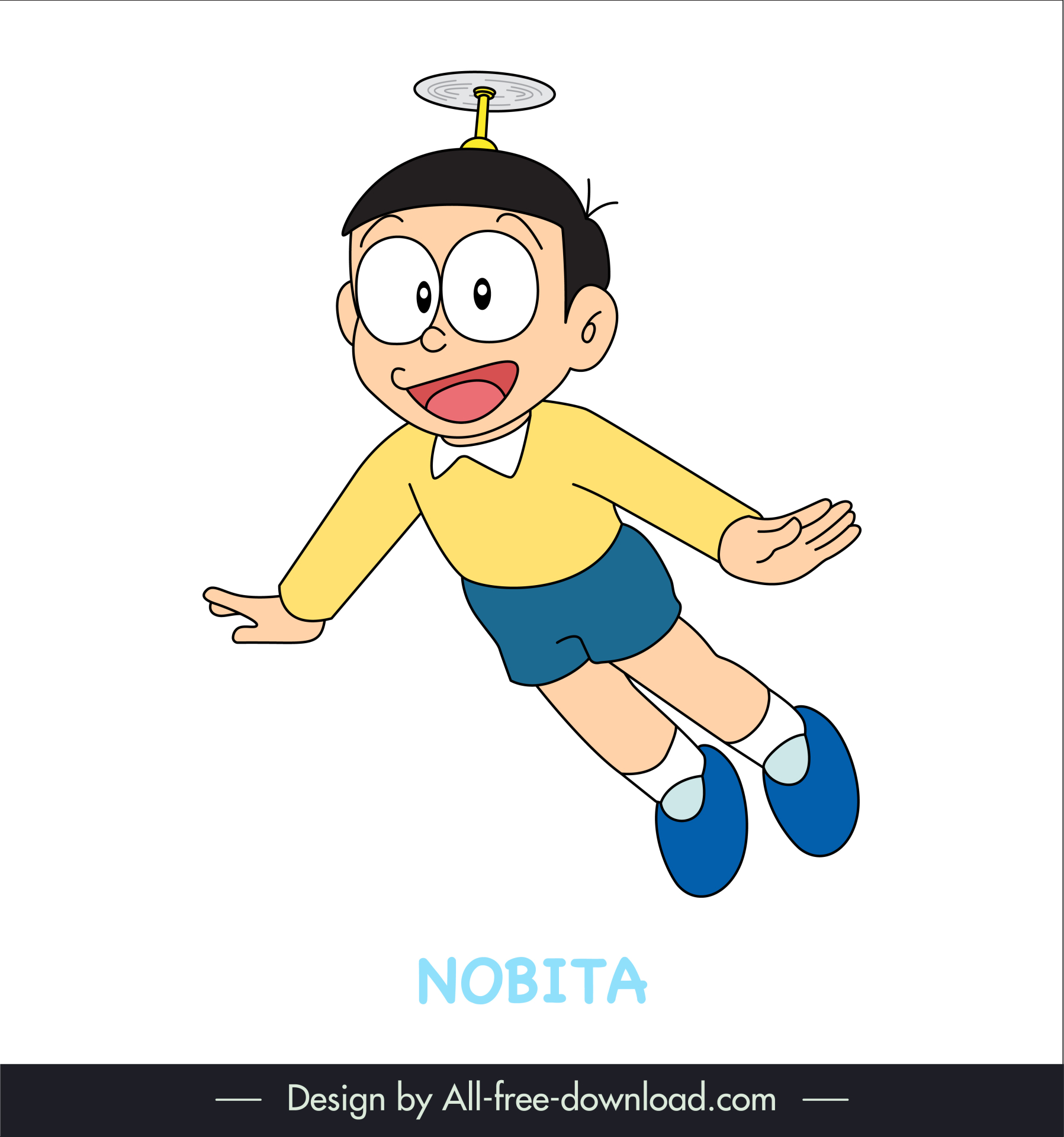 nobita character icon flying gesture sketch cute handdrawn cartoon 