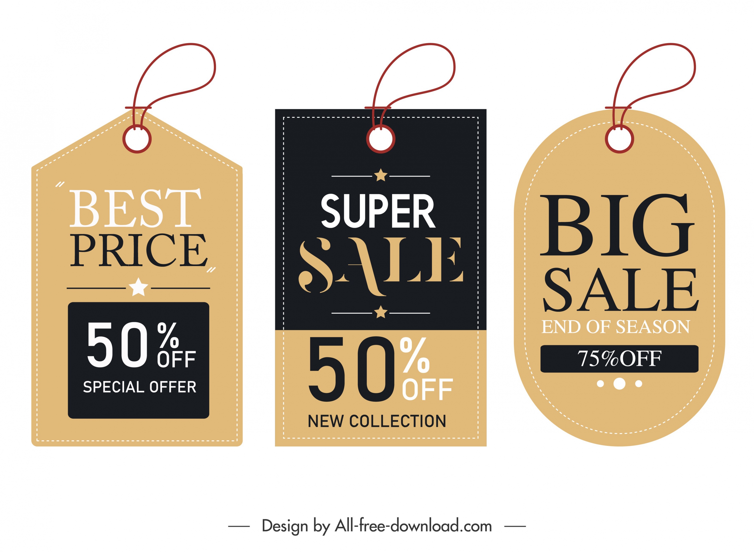 hanging sale tags templates elegant flat shapes decor