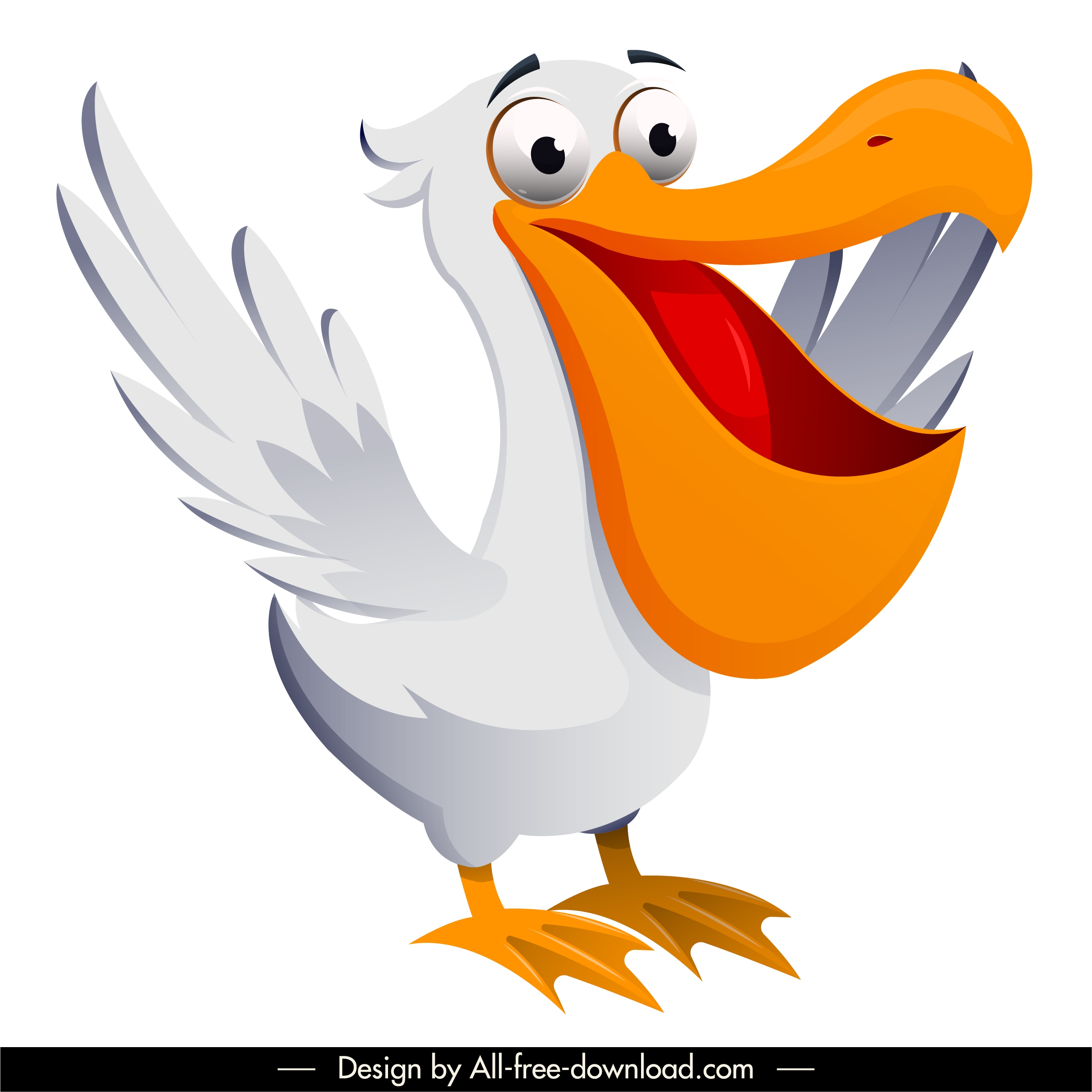 pelican bird icon funny cartoon character sketch