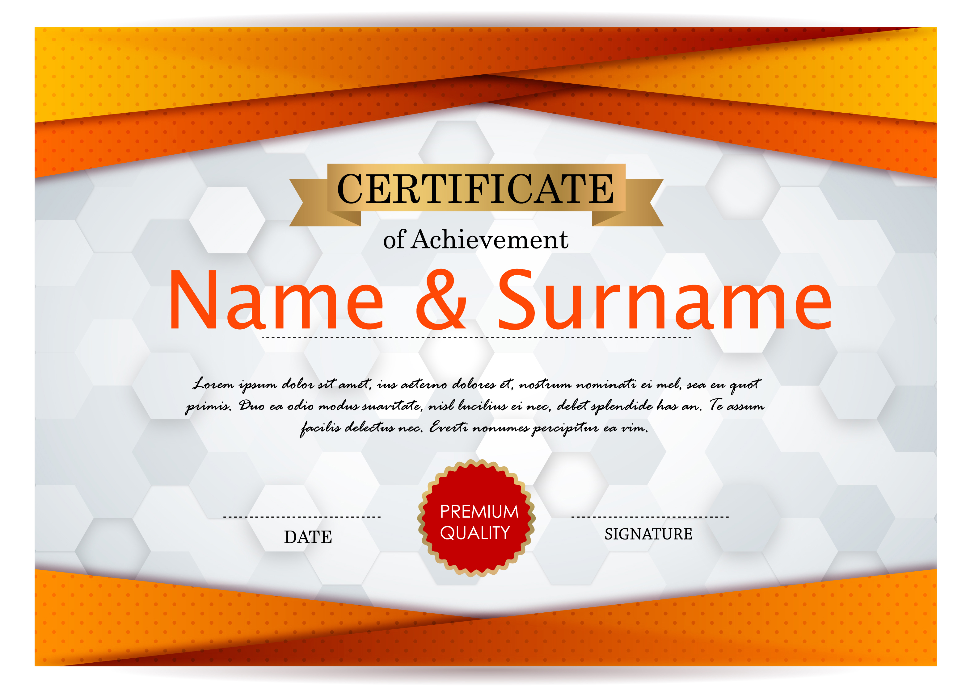 achievement certificate design with bokeh background