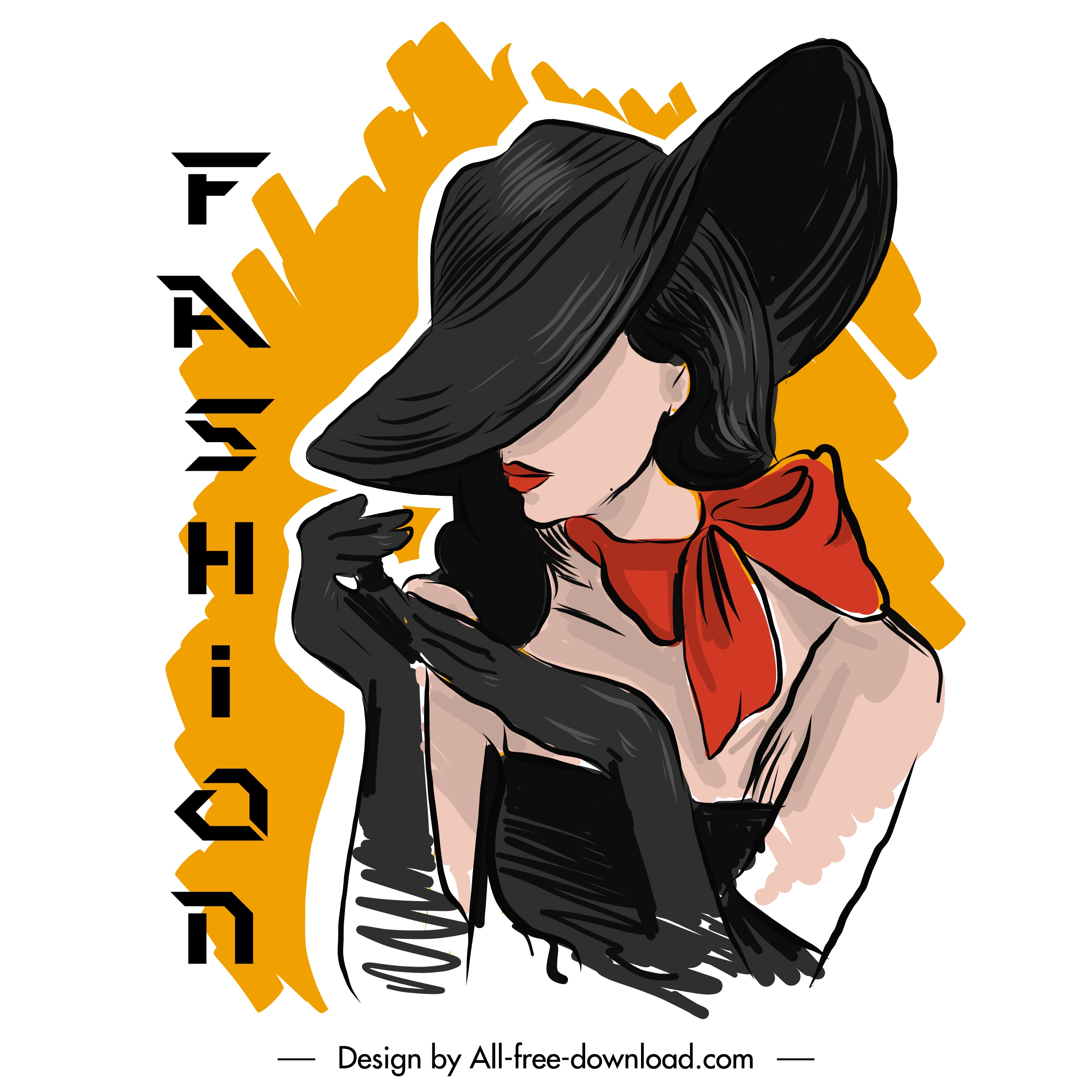 fashion banner template glamour lady sketch handdrawn design