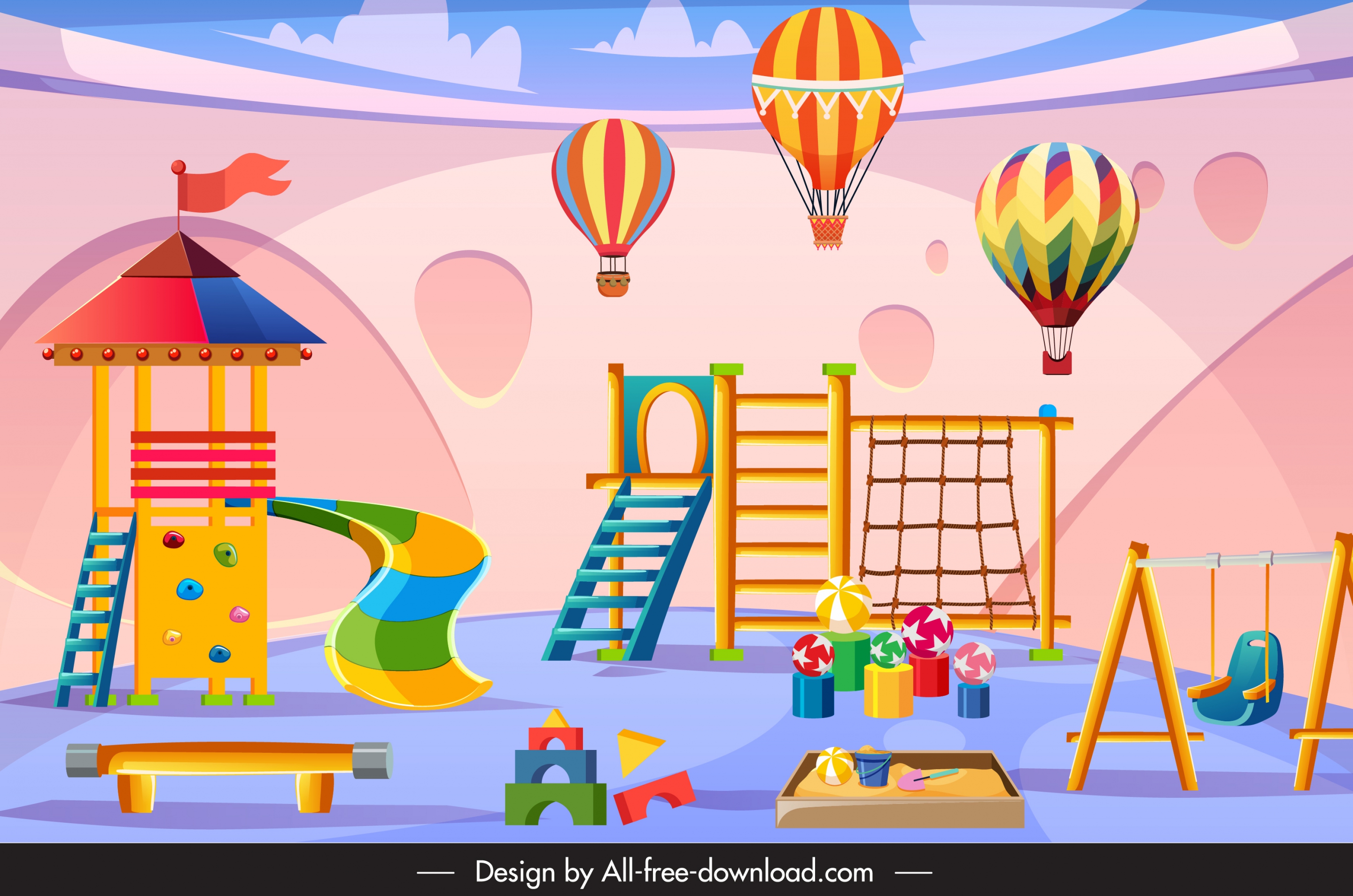 kid yard background colorful recreational elements decor