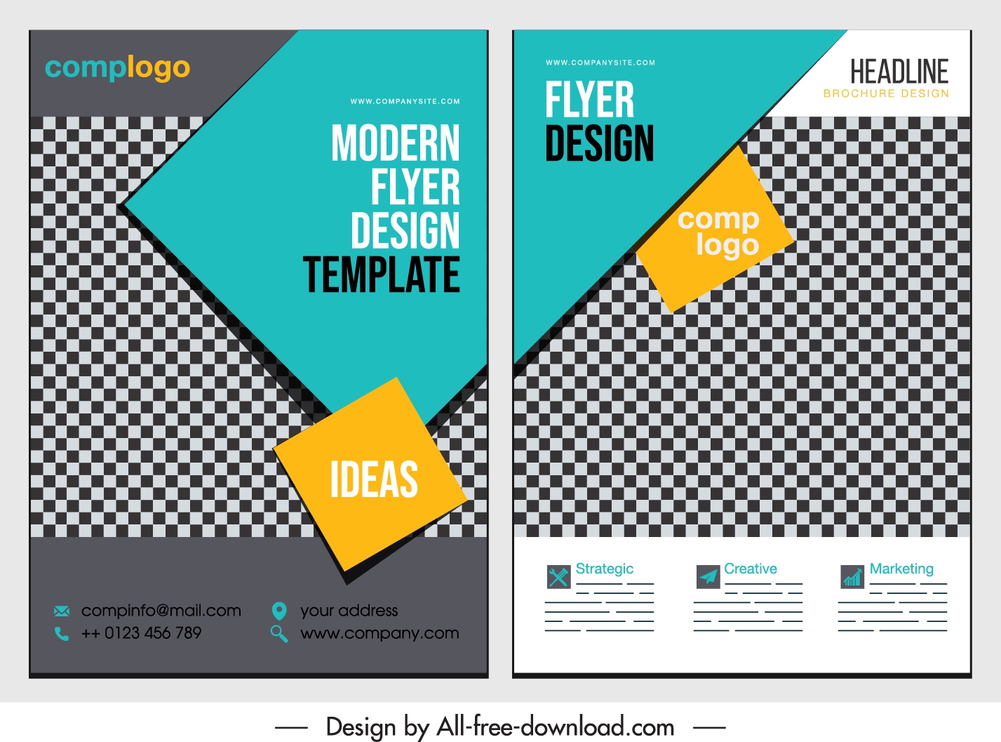 business flyer templates elegant modern checkered geometry decor