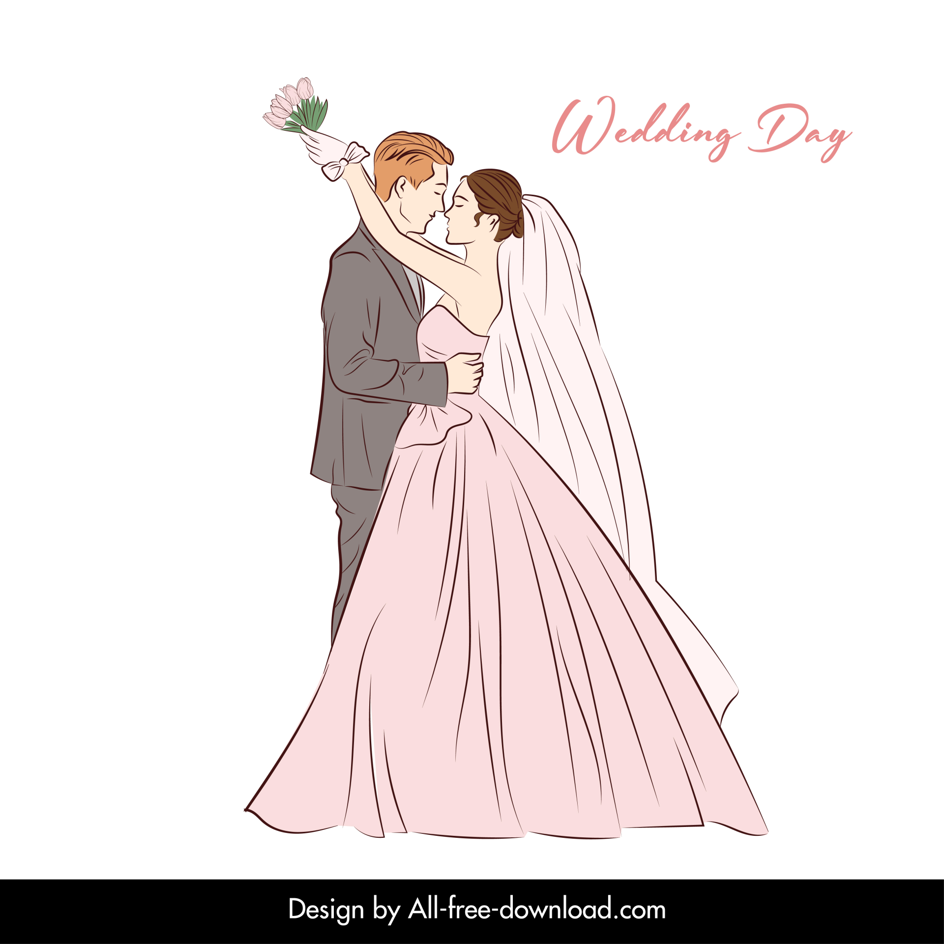 wedding couple icon handdrawn line art sketch