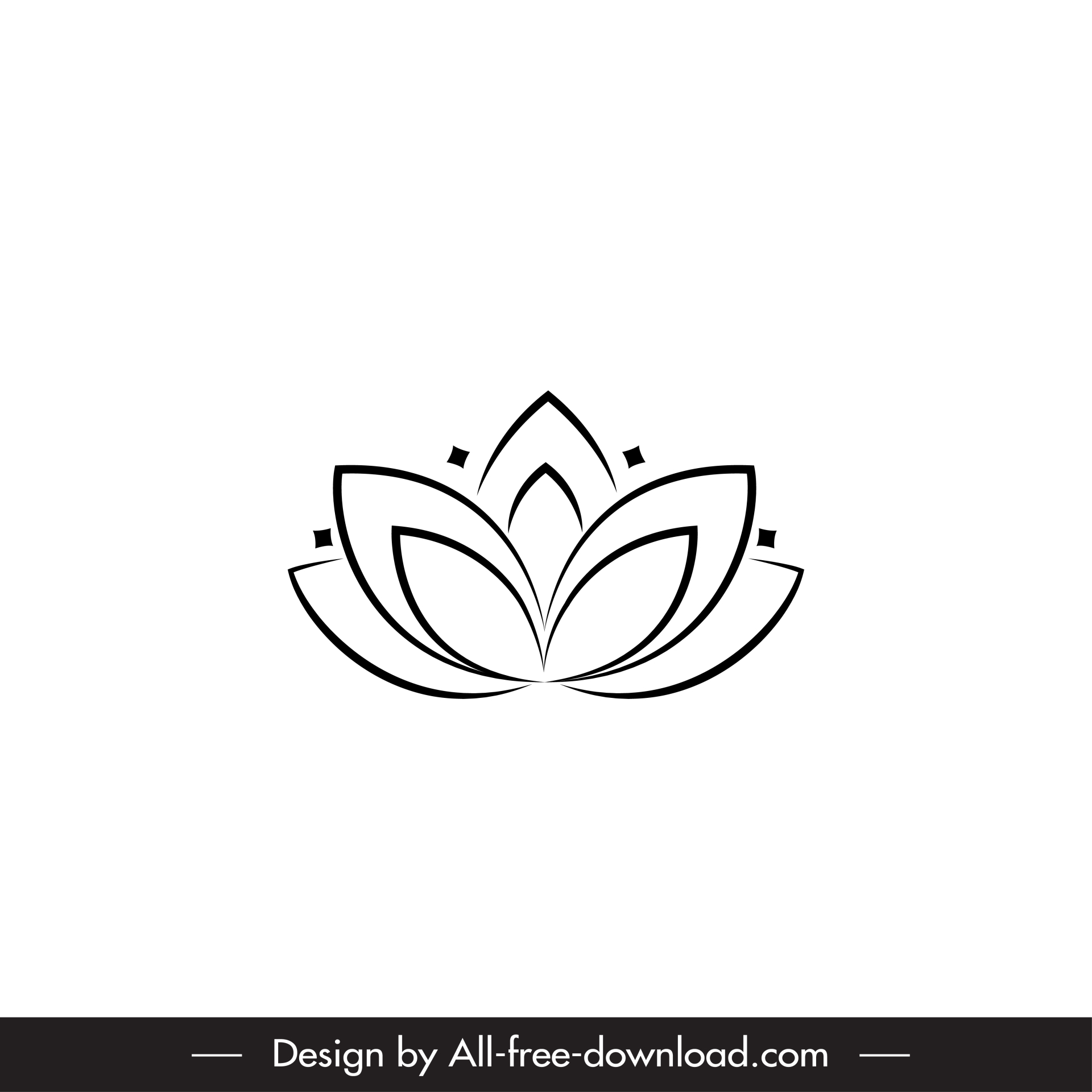 lotus logotype black white symmetric flat rounded shape outline