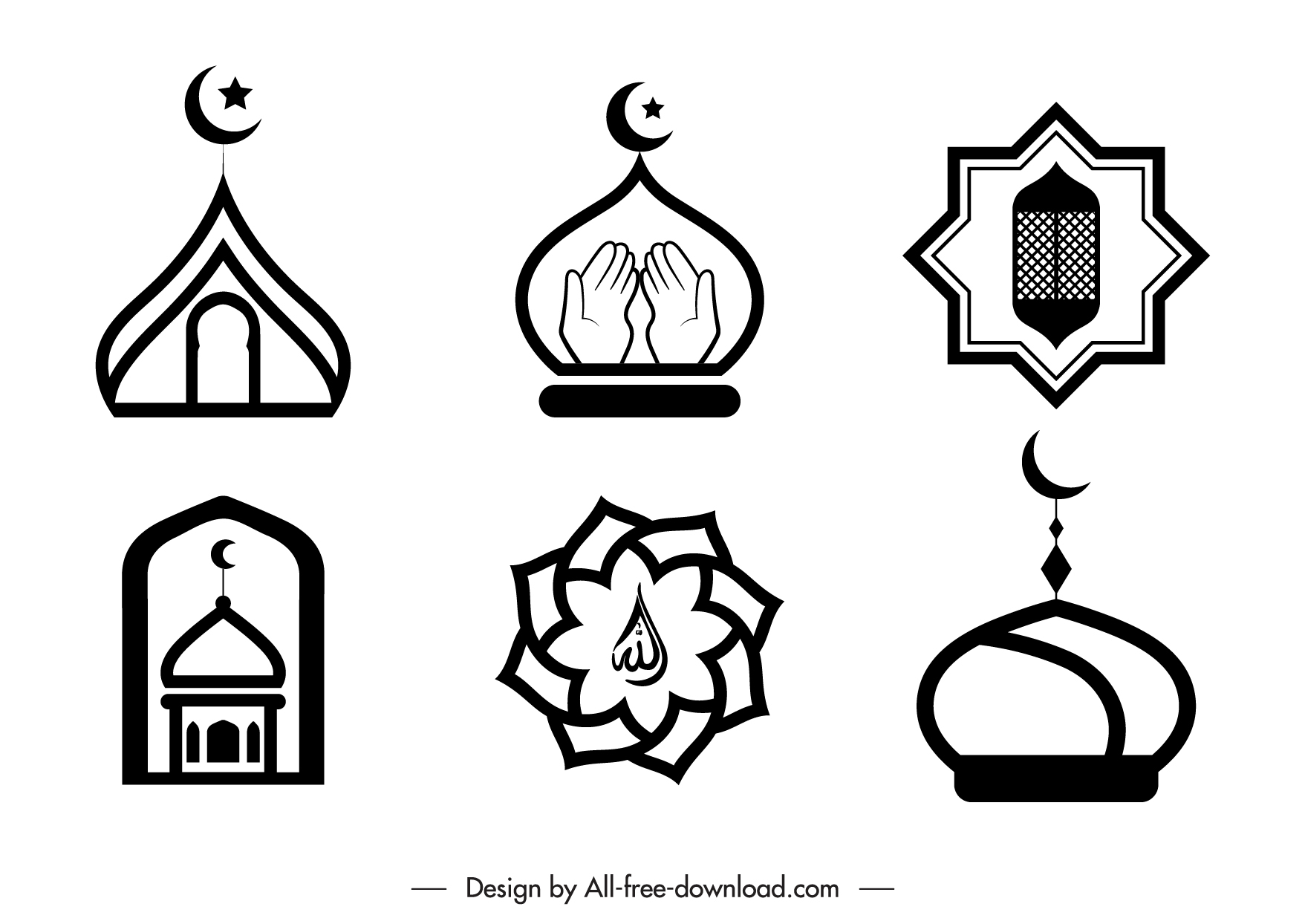 islam symbol sign logo black white flat classical sketch