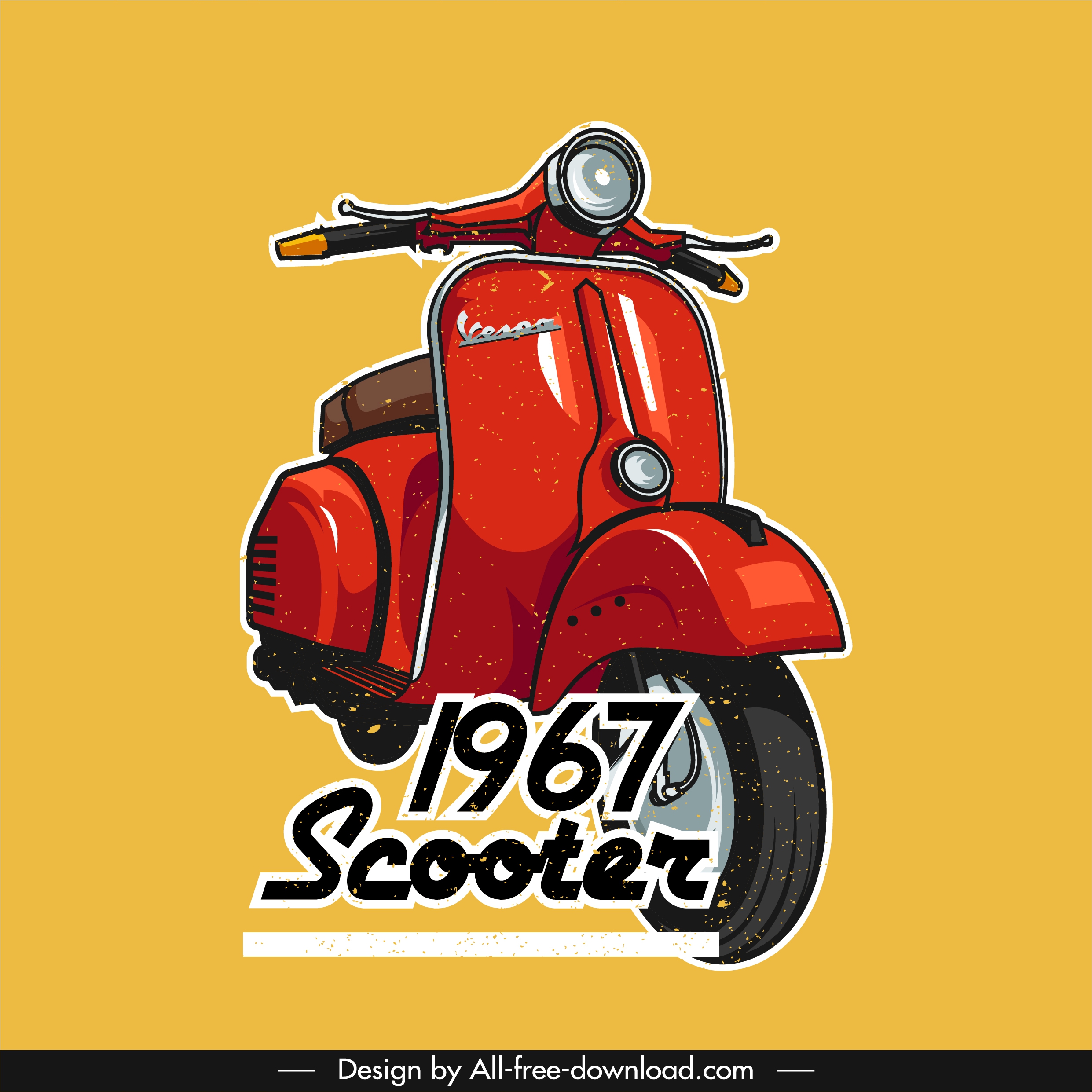 scooter advertising poster vespa sketch classical design