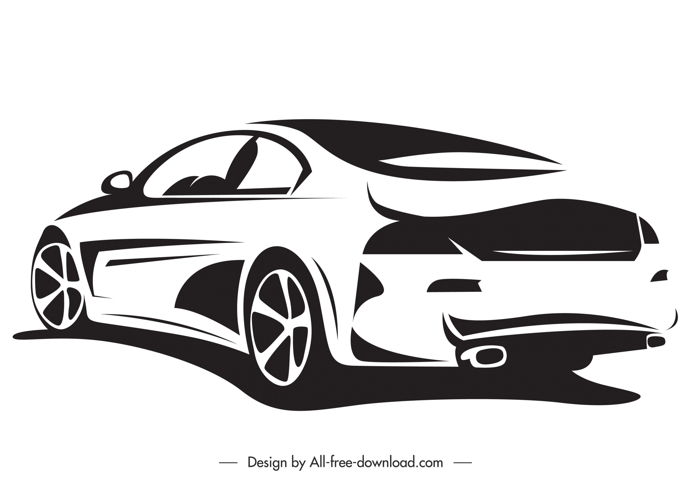 luxury car mode icon black white silhouette sketch