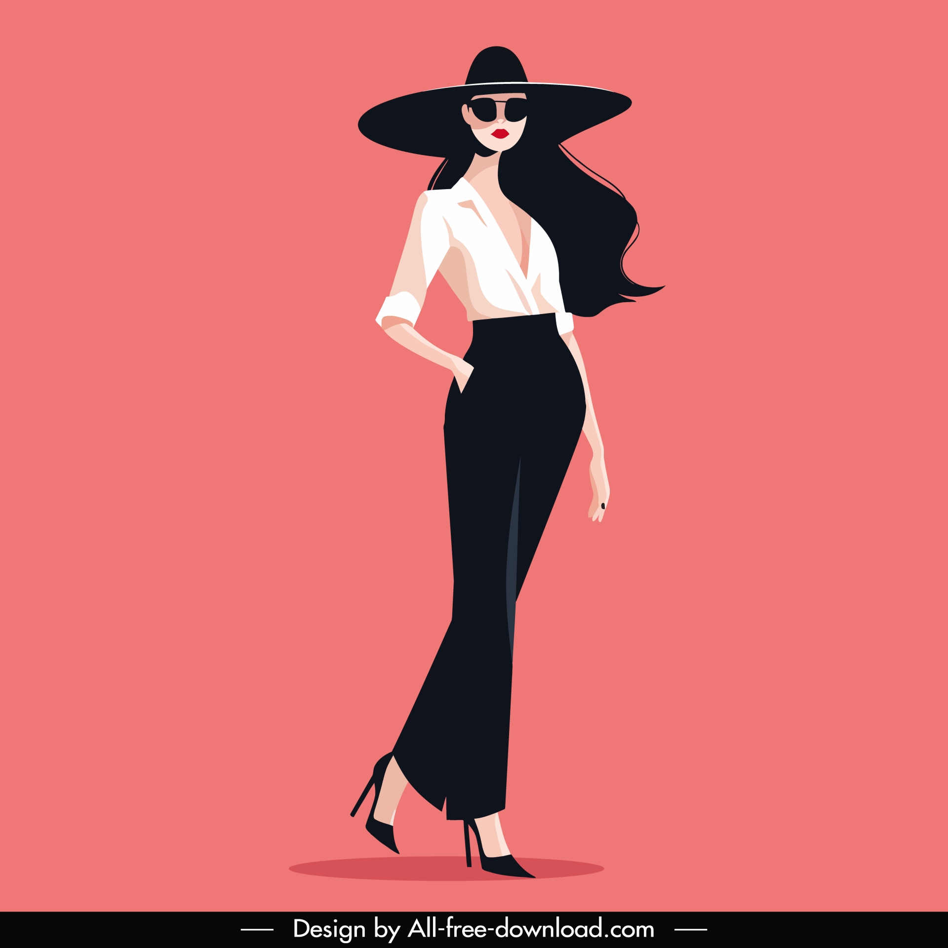 fashion model design element cute dynamic cartoon lady