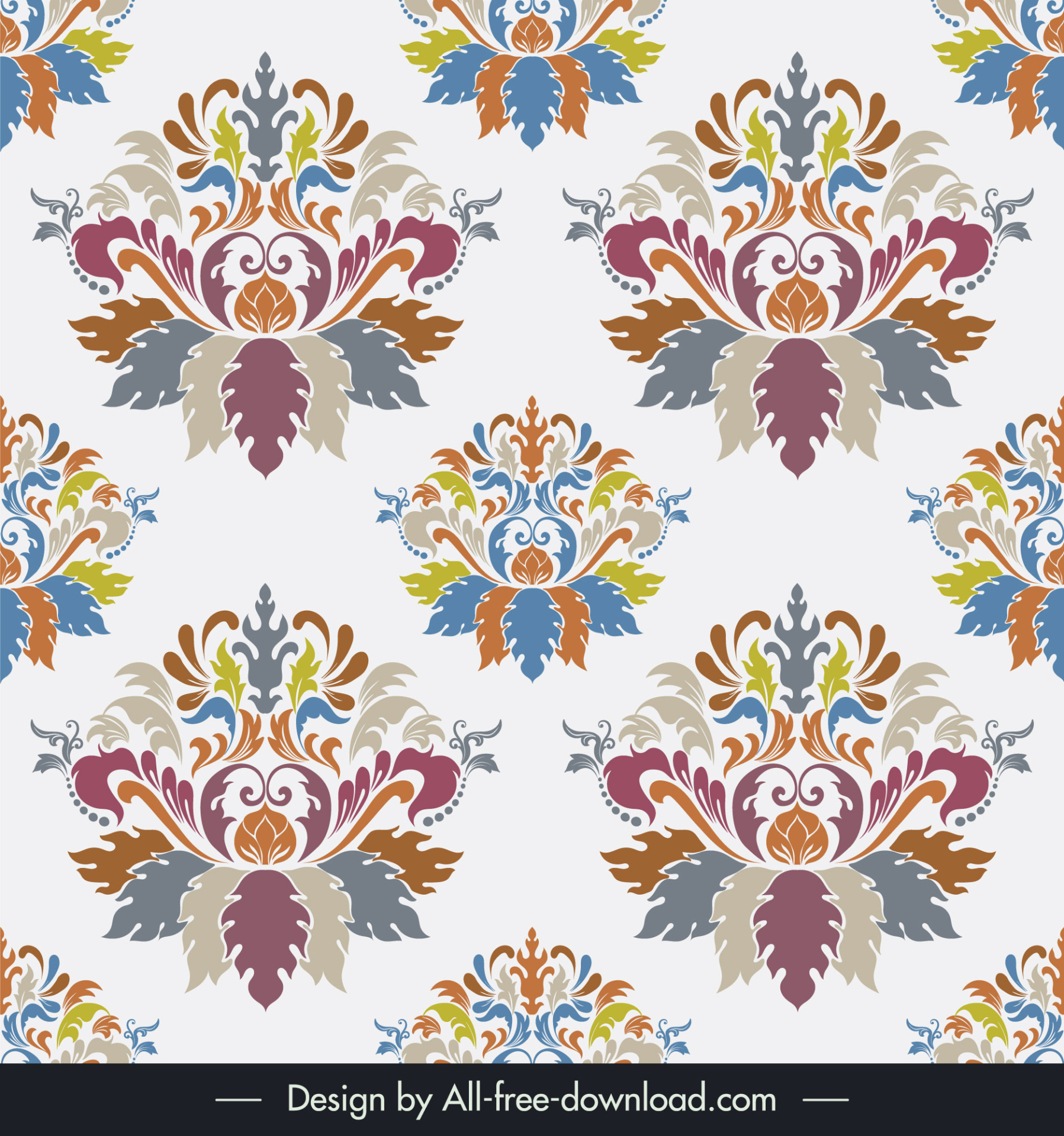 damask seamless pattern colorful classic symmetry