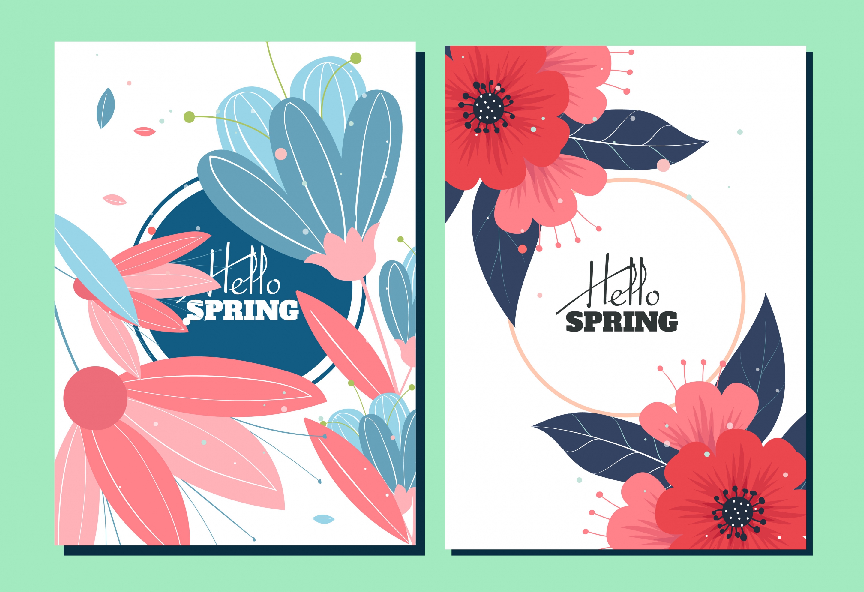 spring background sets flowers icons decor classical design