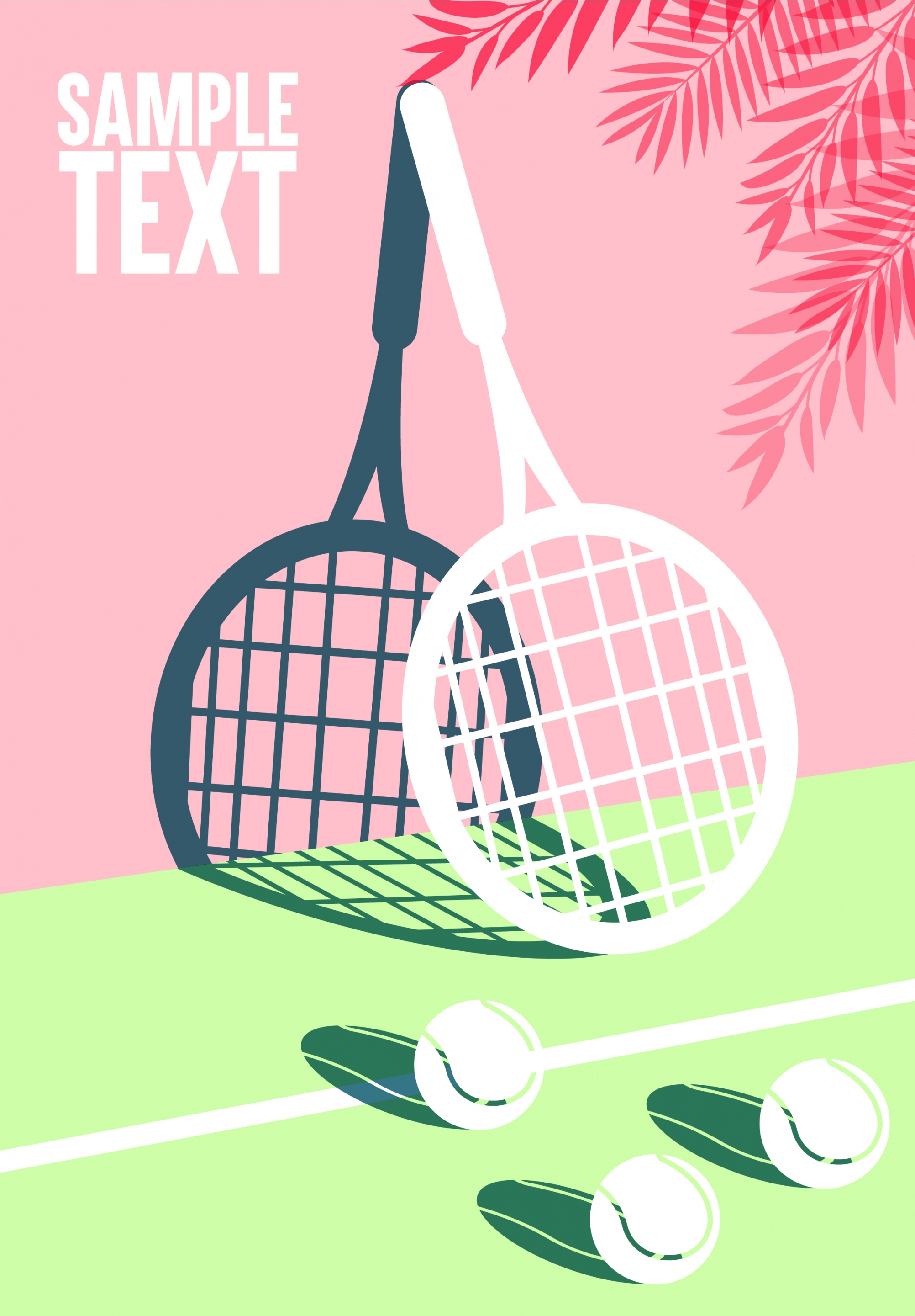 tennis background racquet ball shadow icons 3d design