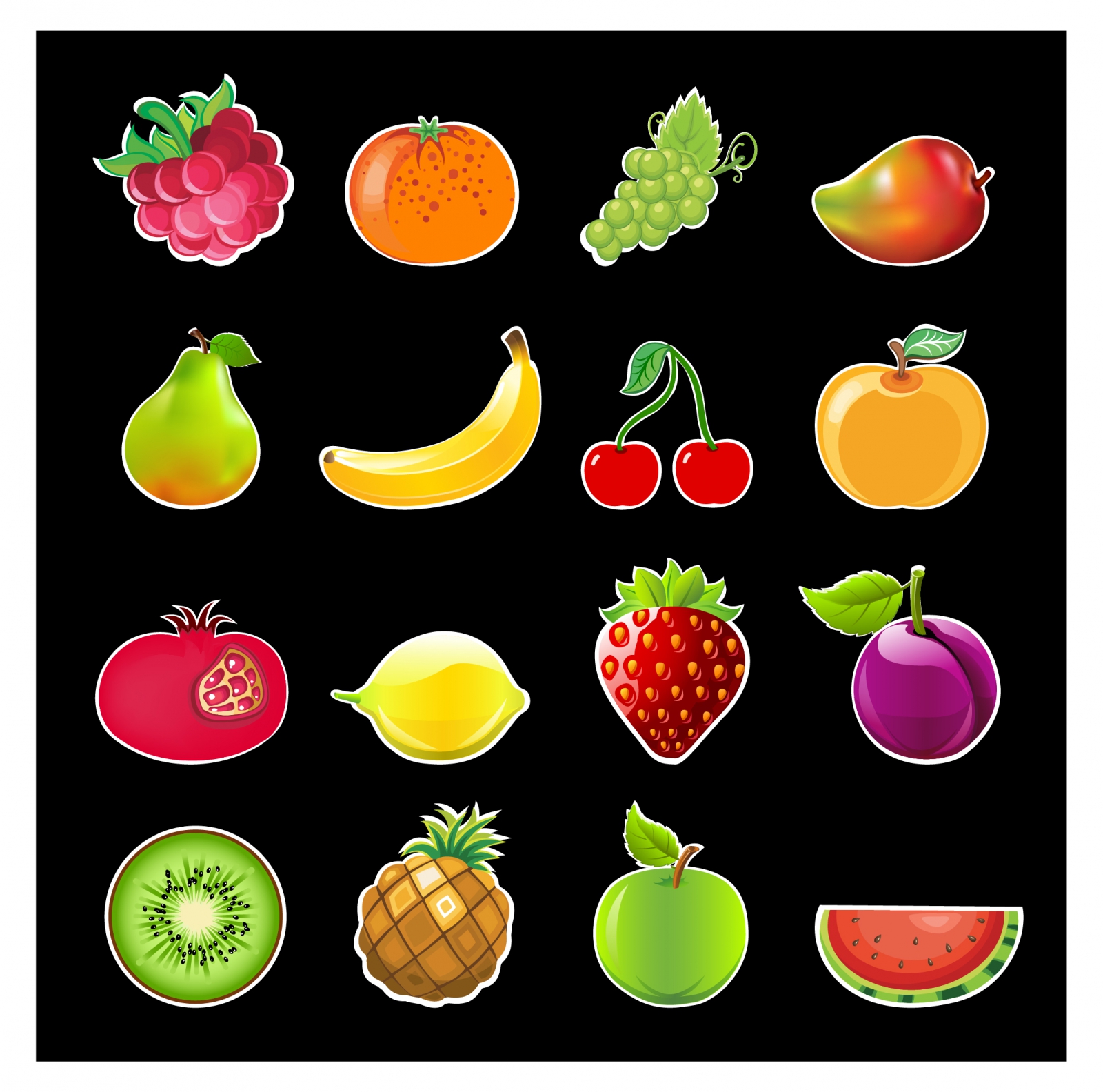 Glossy Fruits Icon Set