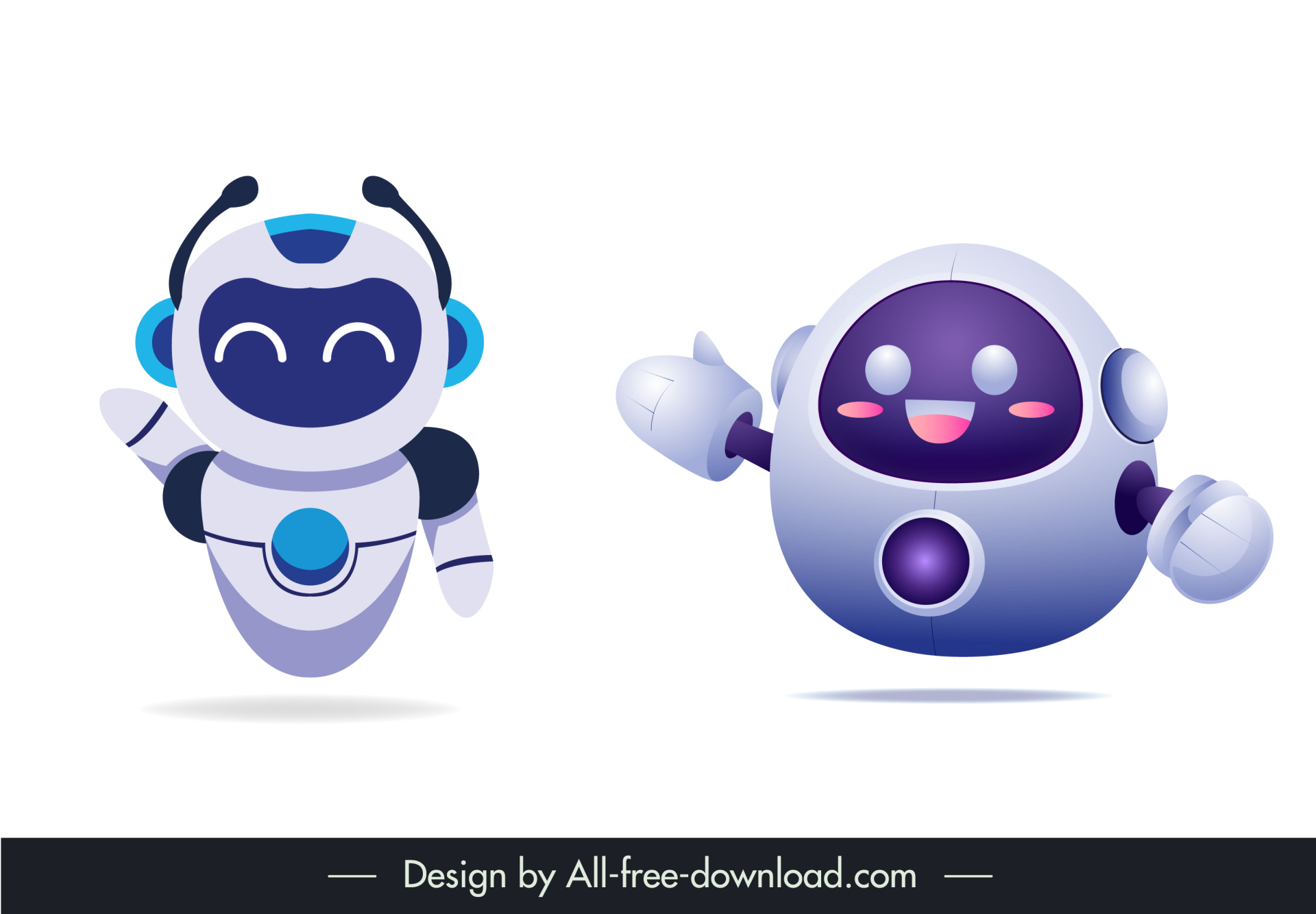 robot model design elements cute cartoon characters