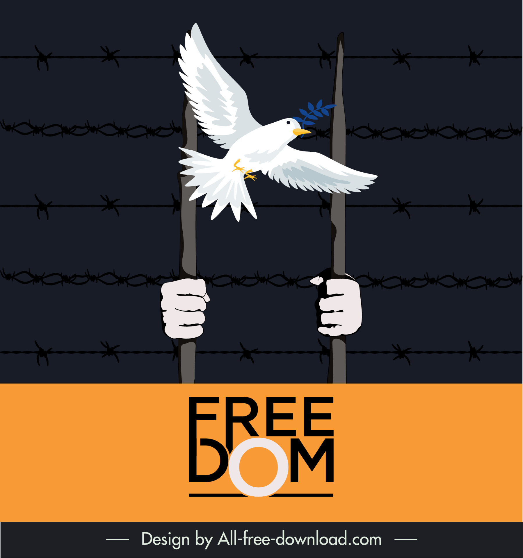 freedom banner template flying dove barbed wire prisoner sketch