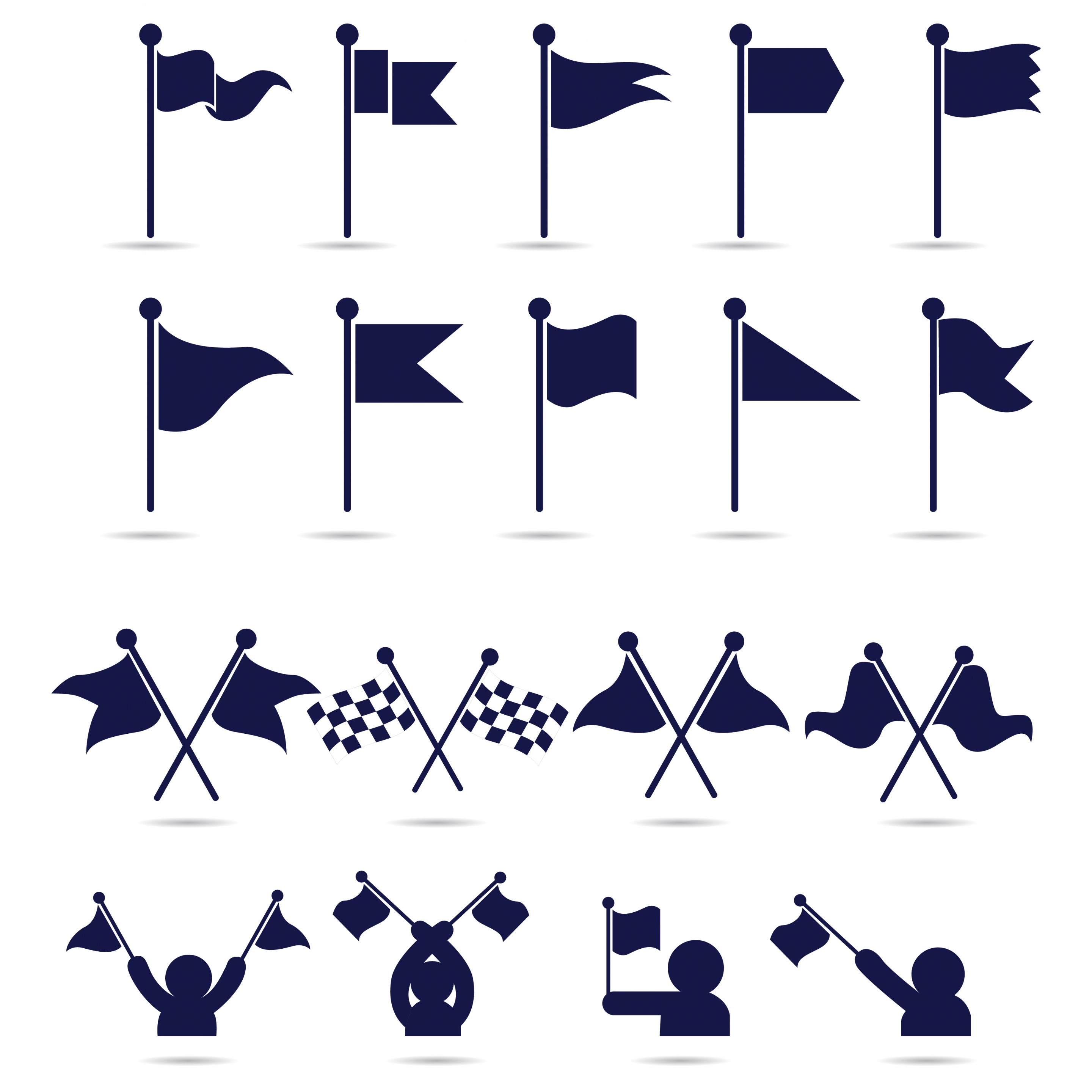 flag icons collection various flat isolation